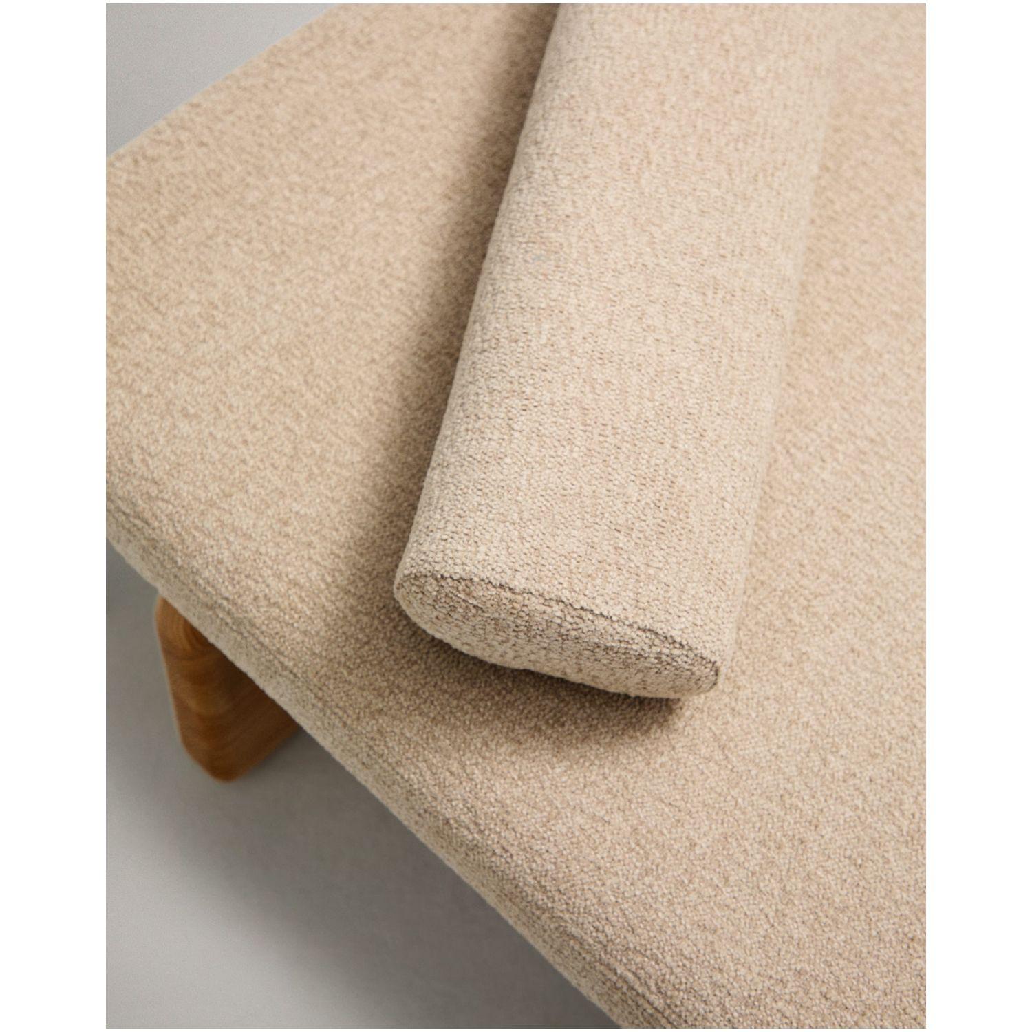 Daybed Topaz aus beigefarbenem Chenille und massivem Eschenholz mit natürlichem Finish 200