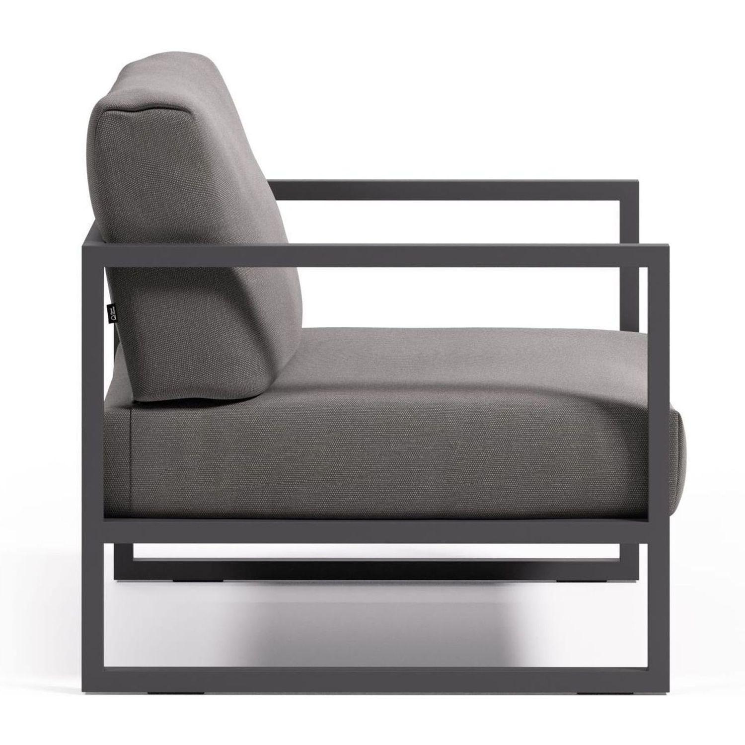 Gartensessel Aluminium Comova 1-Sitzer dunkelgrau schwarz