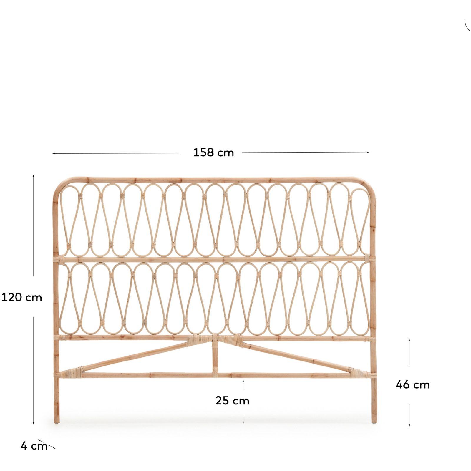 Bettkopfteil Caterina aus Rattan natur für Bett 150cm
