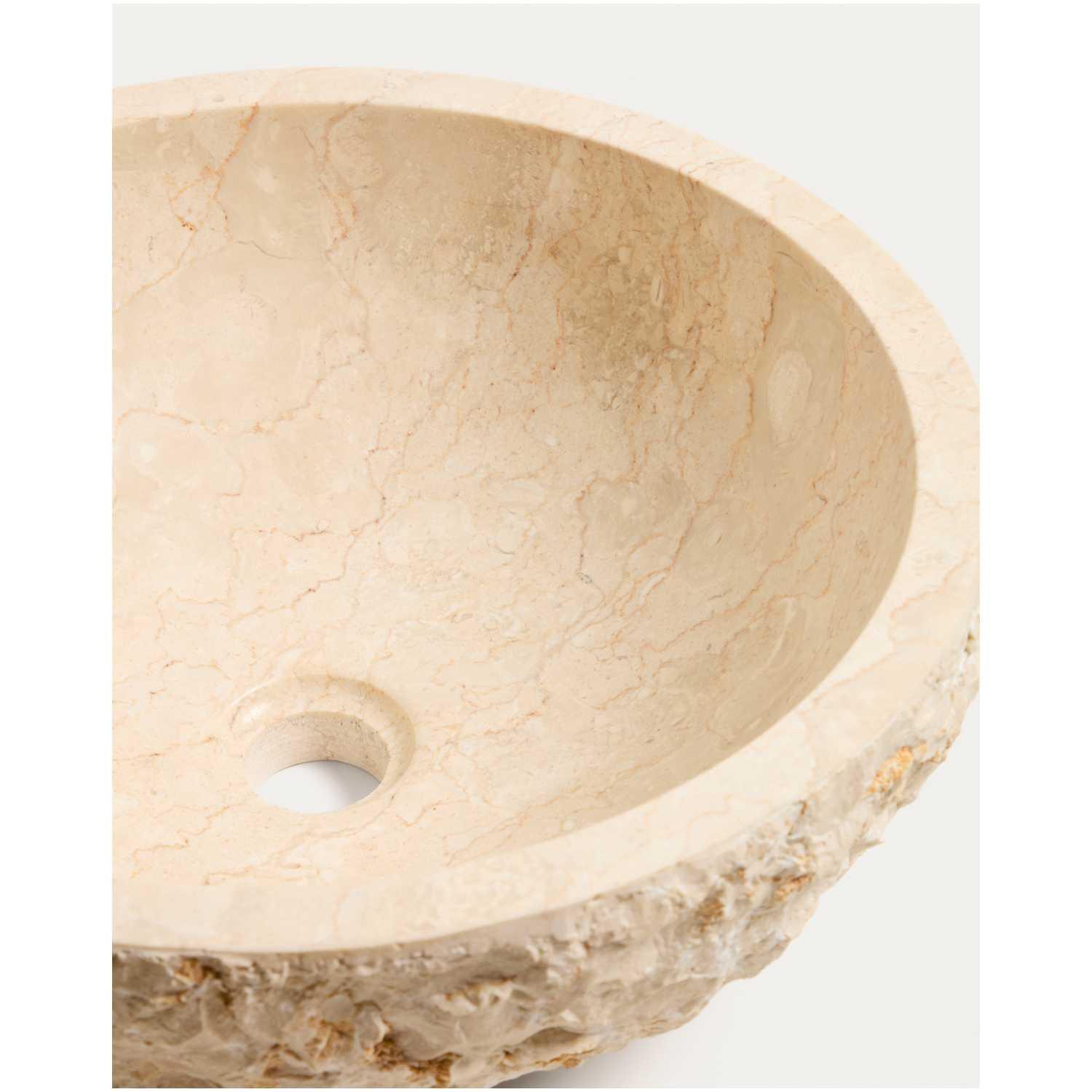 Aufsatzwaschbecken Orvane aus beigem Marmor 40x40