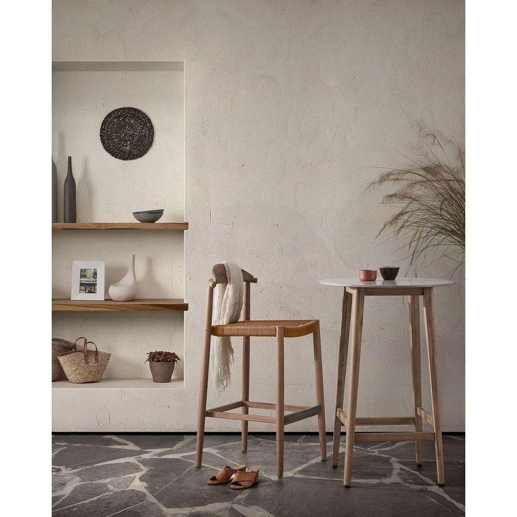 Barhocker aus Holz Nina Akazie Natur Seil beige Sitzhöhe 76cm