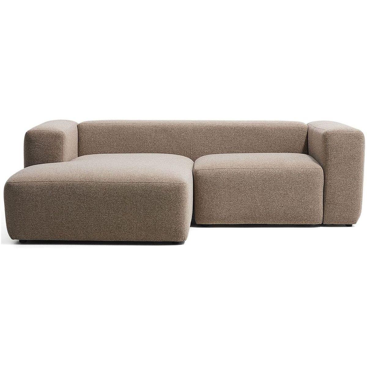 2-Sitzer-Sofa Blok mit Chaiselongue links in brauner Chenille 240 cm FSC Mix Credit