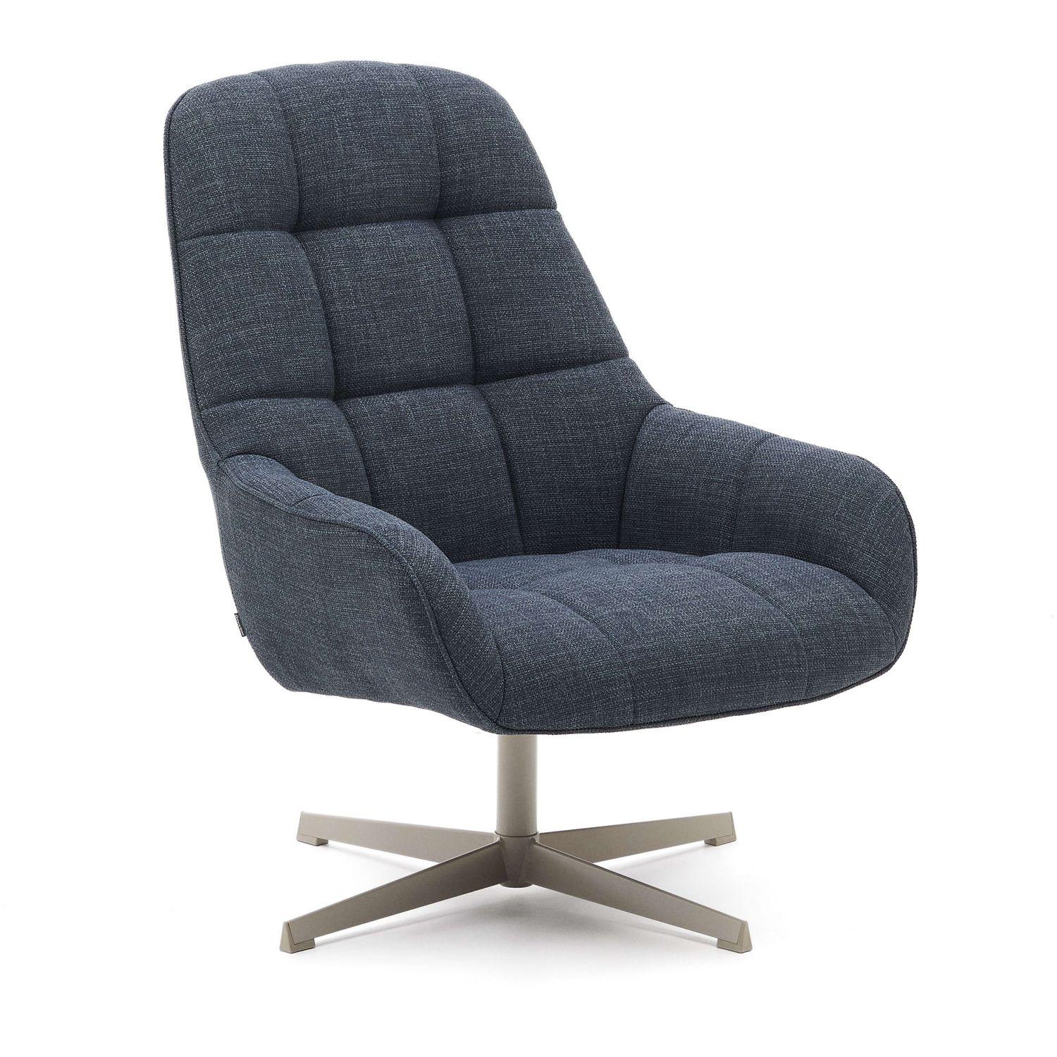 Drehsessel Jaspe blau und Metall mit grauer Oberfläche FSC 100% (drehbar)