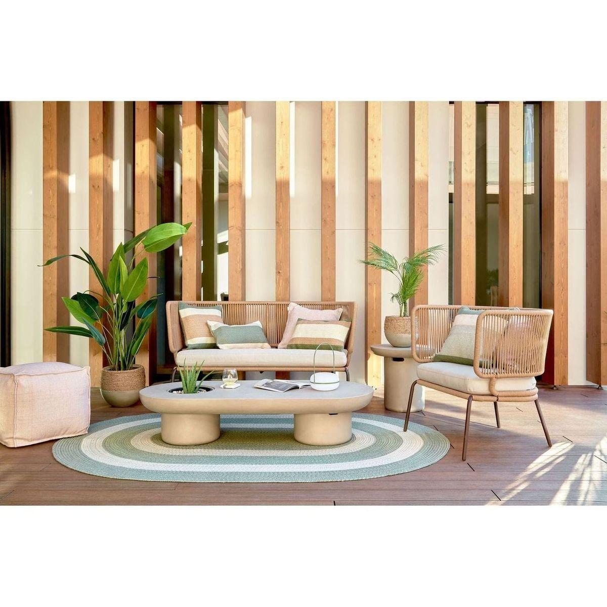 Gartensessel Aluminium Seil beige