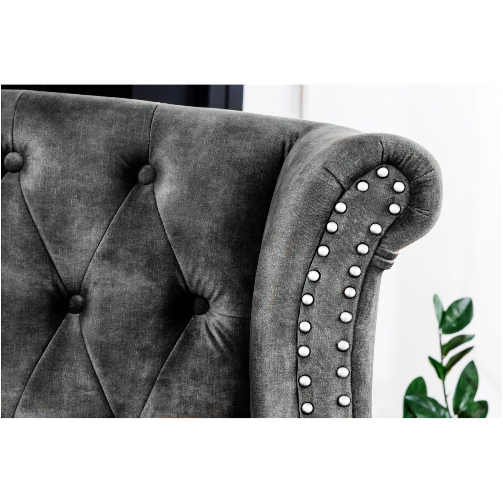 Chesterfield Ohrensessel Samt antik grau