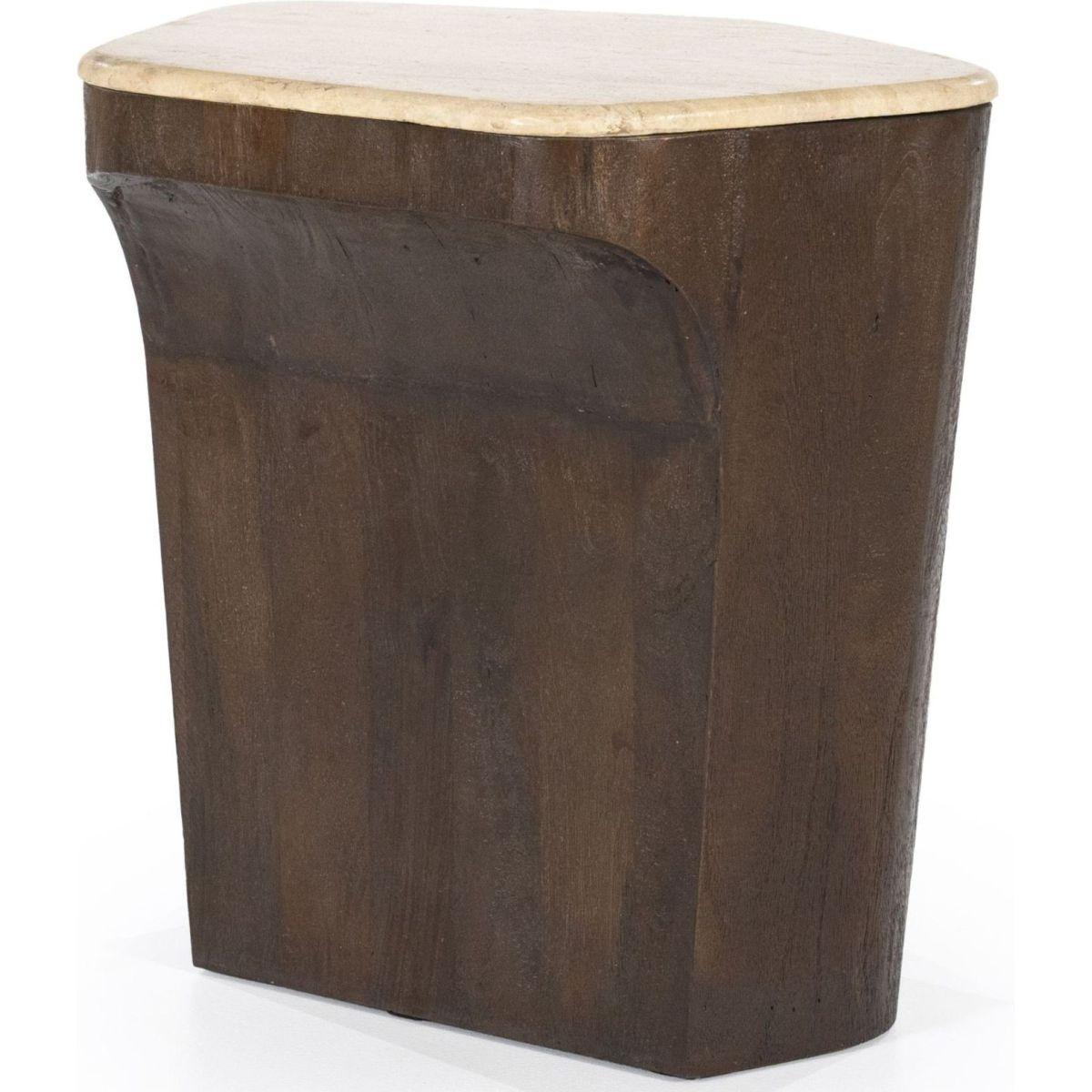 Beistelltisch Zona Mangoholz braun Travertin 50x40