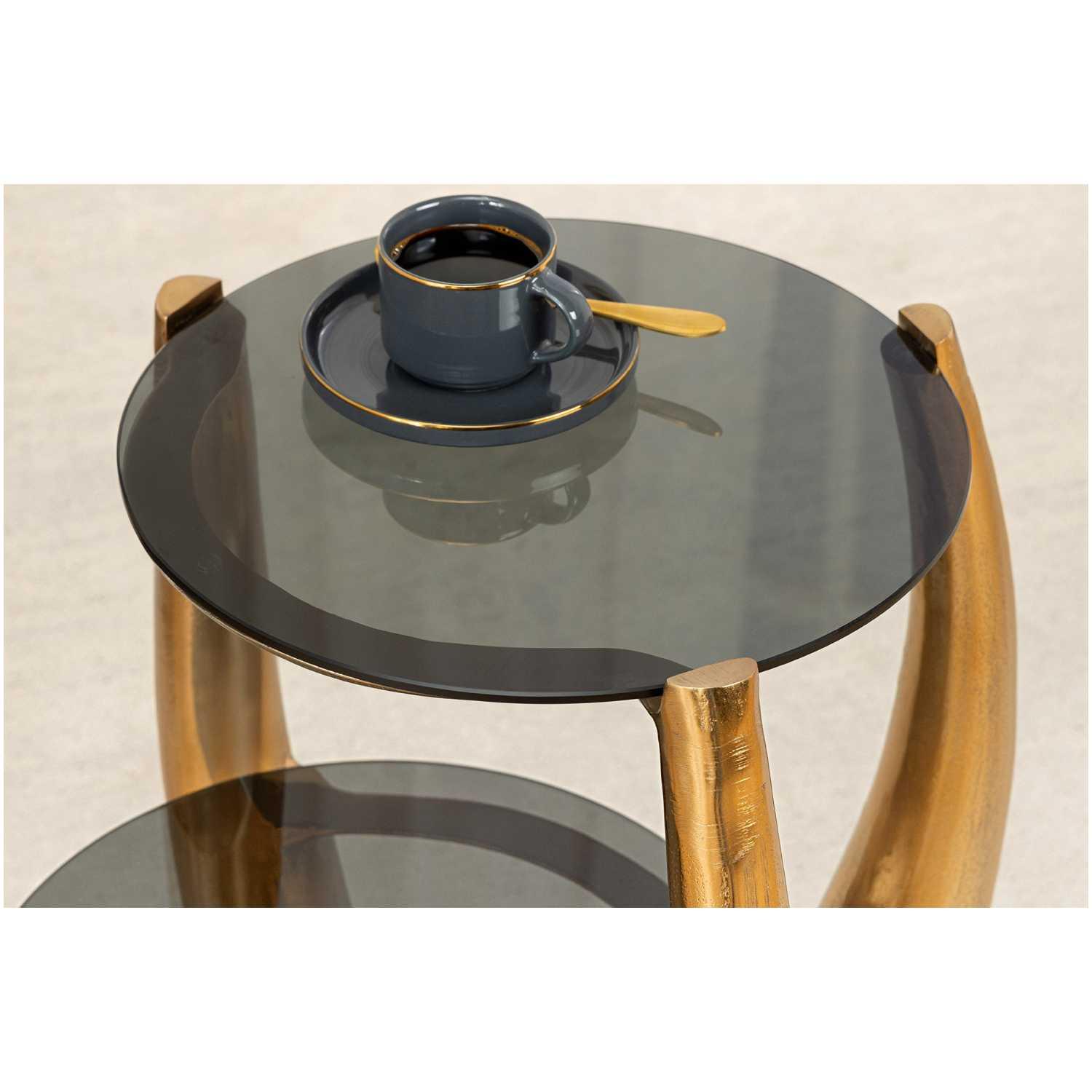 Beistelltisch Arms Metall gold Glas schwarz