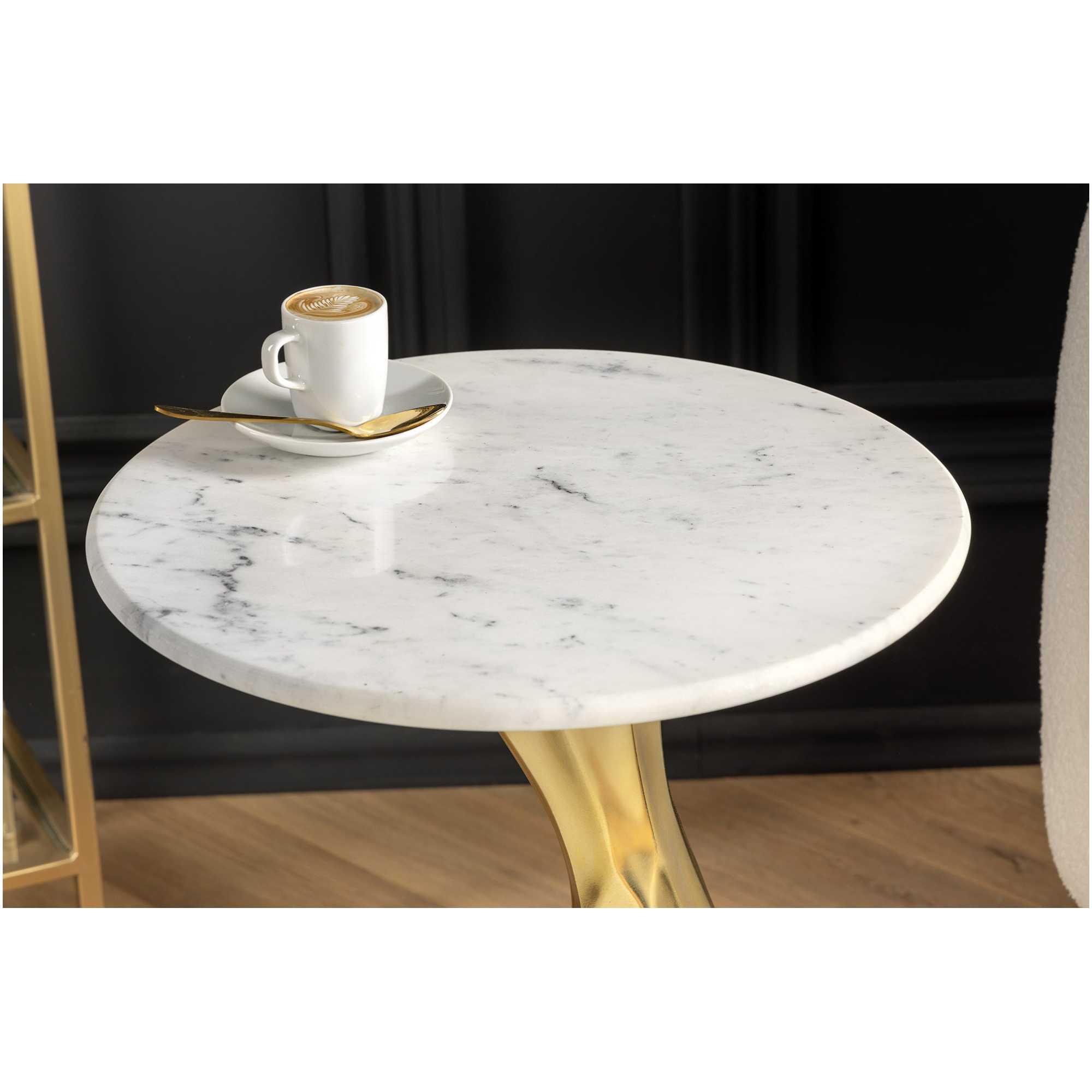 Beistelltisch Abstrakt Metall gold Mamor weiss