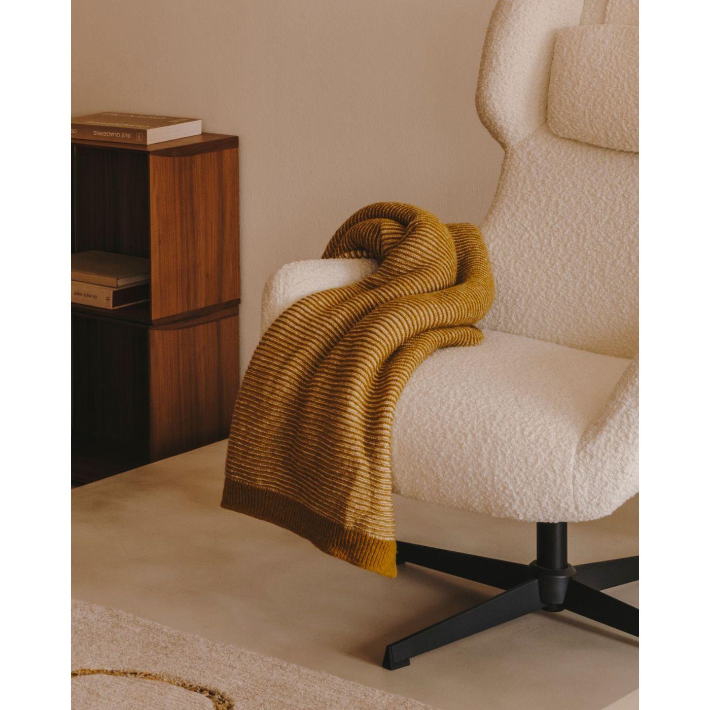 Relaxsessel drehbar Zalina Bouclé Stoff weiss Stahl schwarz