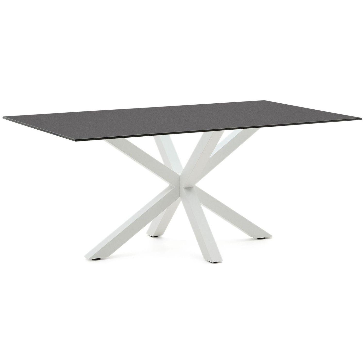 Argo table 180x100 cm, epoxy white and black glass