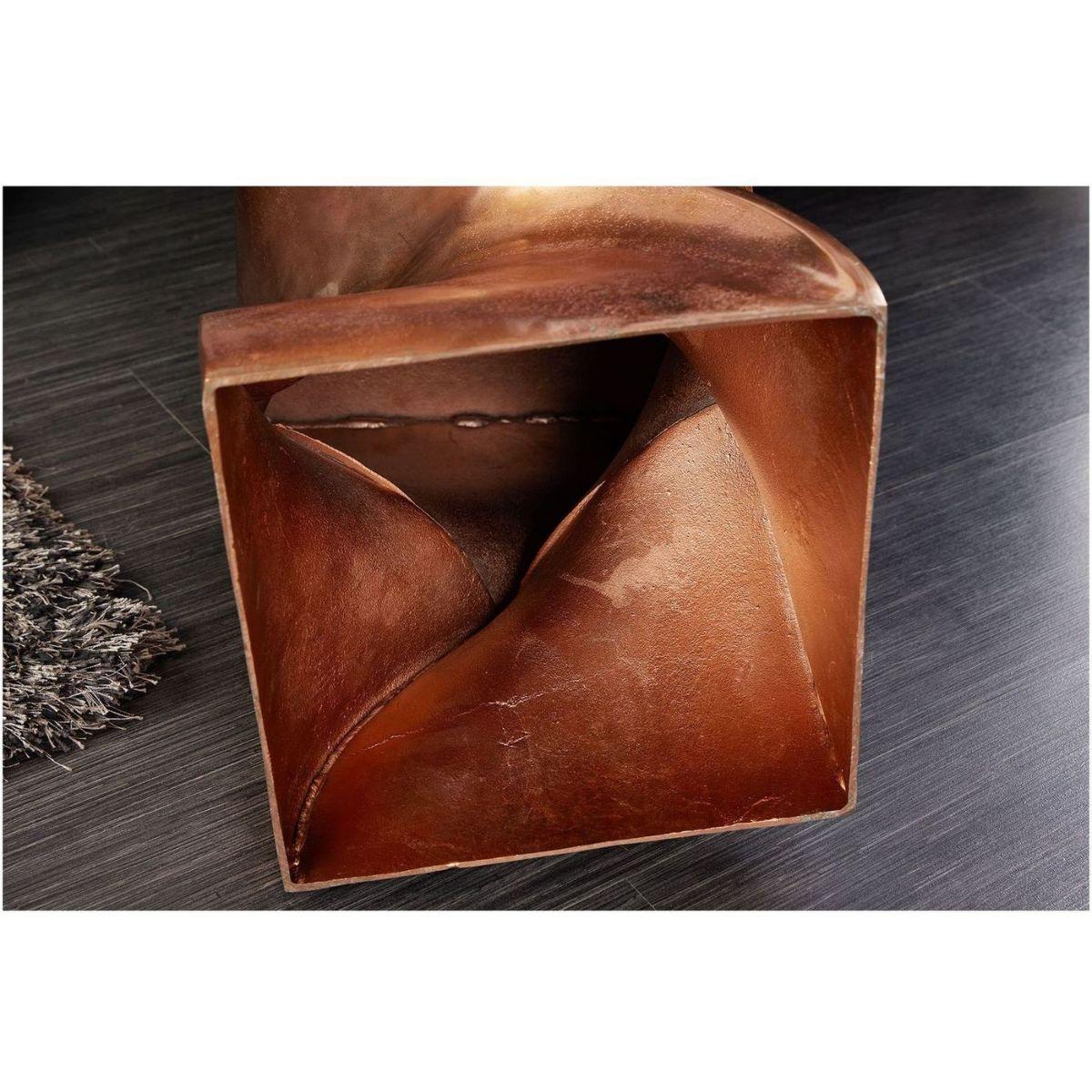 Hocker Beistelltisch Twist Wave Metall kupfer geflammt 30x30