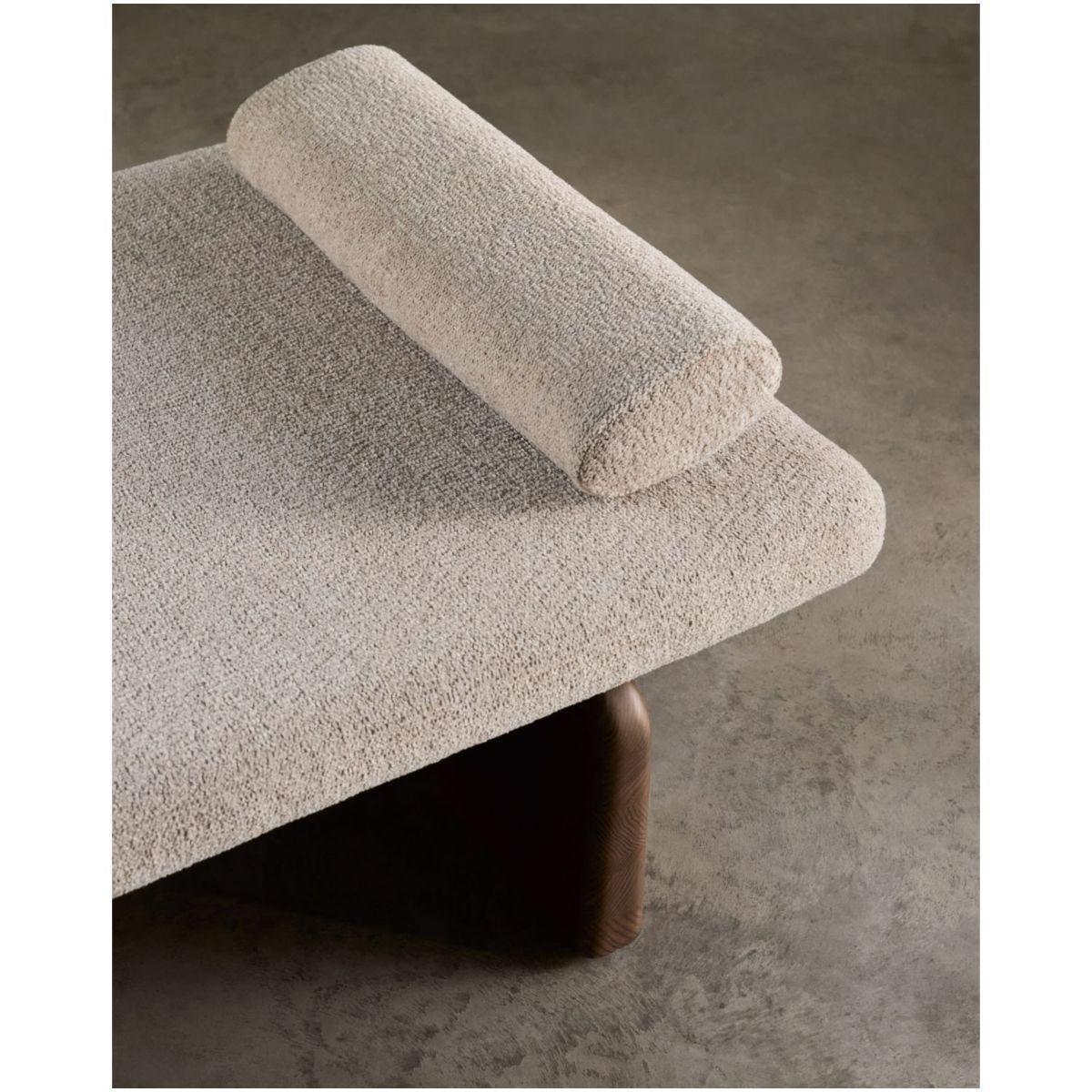Chaiselongue Topaz aus beigefarbenem Chenille und massivem Eschenholz mit Walnuss-Finish 2
