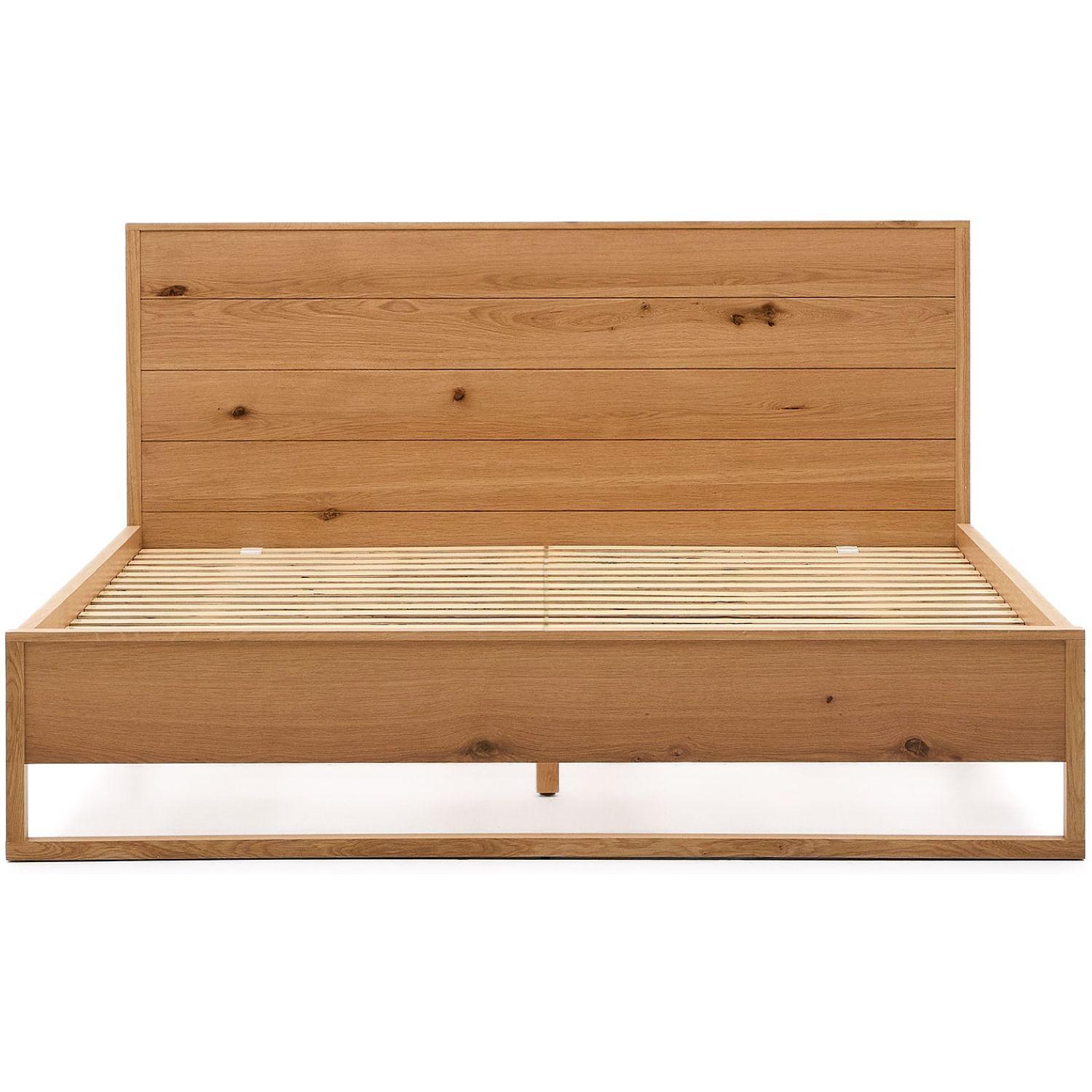 Holzbett mit Kopfteil Alguema Eichenholzfurnier Natur - Grösse: 160x200