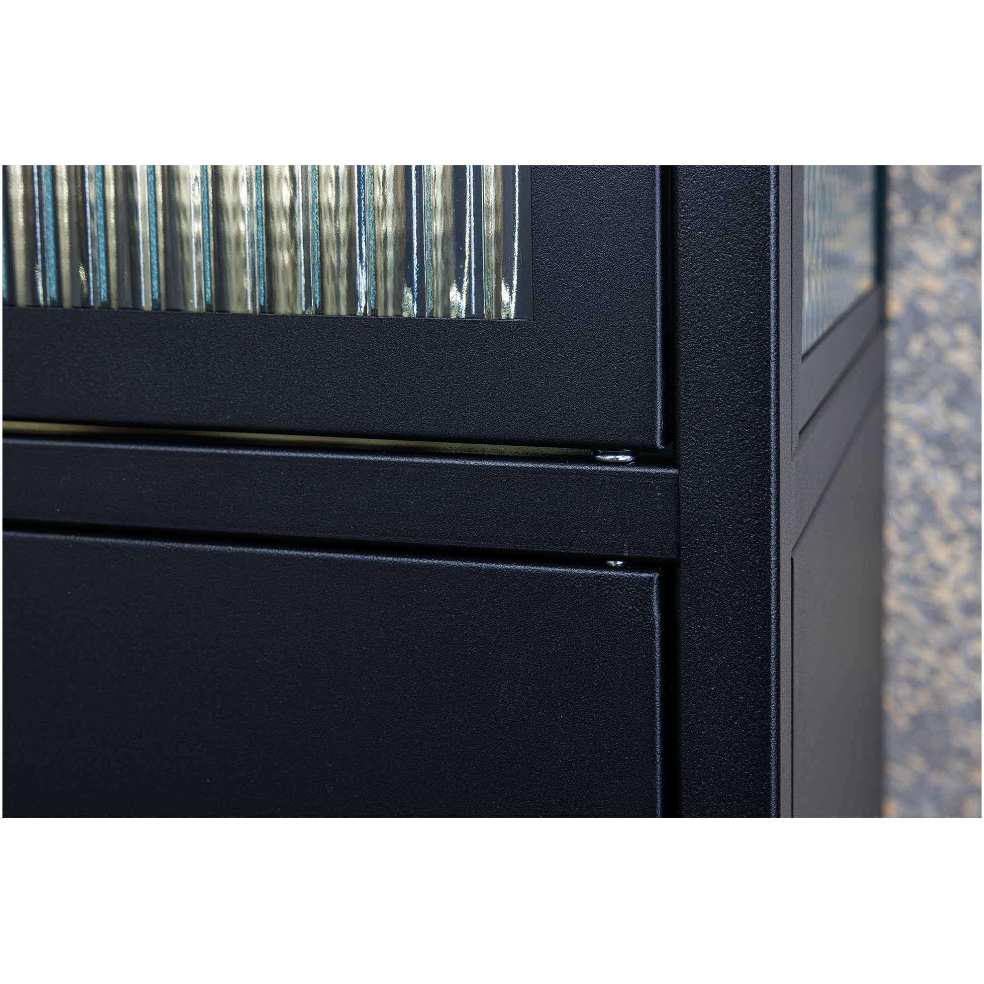 Standvitrine Cologne Metall schwarz geriffeltes Glas 80x180