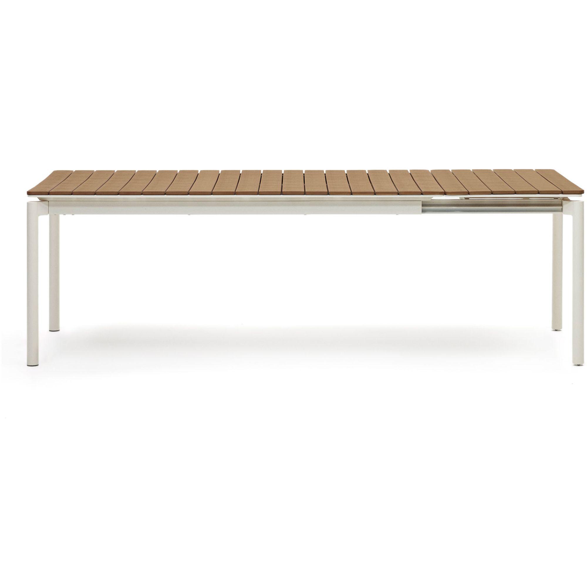Canyelles Gartenausziehtisch aus Poly-Holz und Aluminium in Mattweiss 180-240x100
