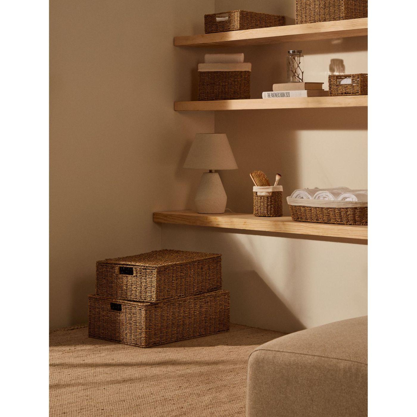 Aufbewahrungsbox Kiste mit Deckel Tossa Rattan Naturfasern (2er-Set)