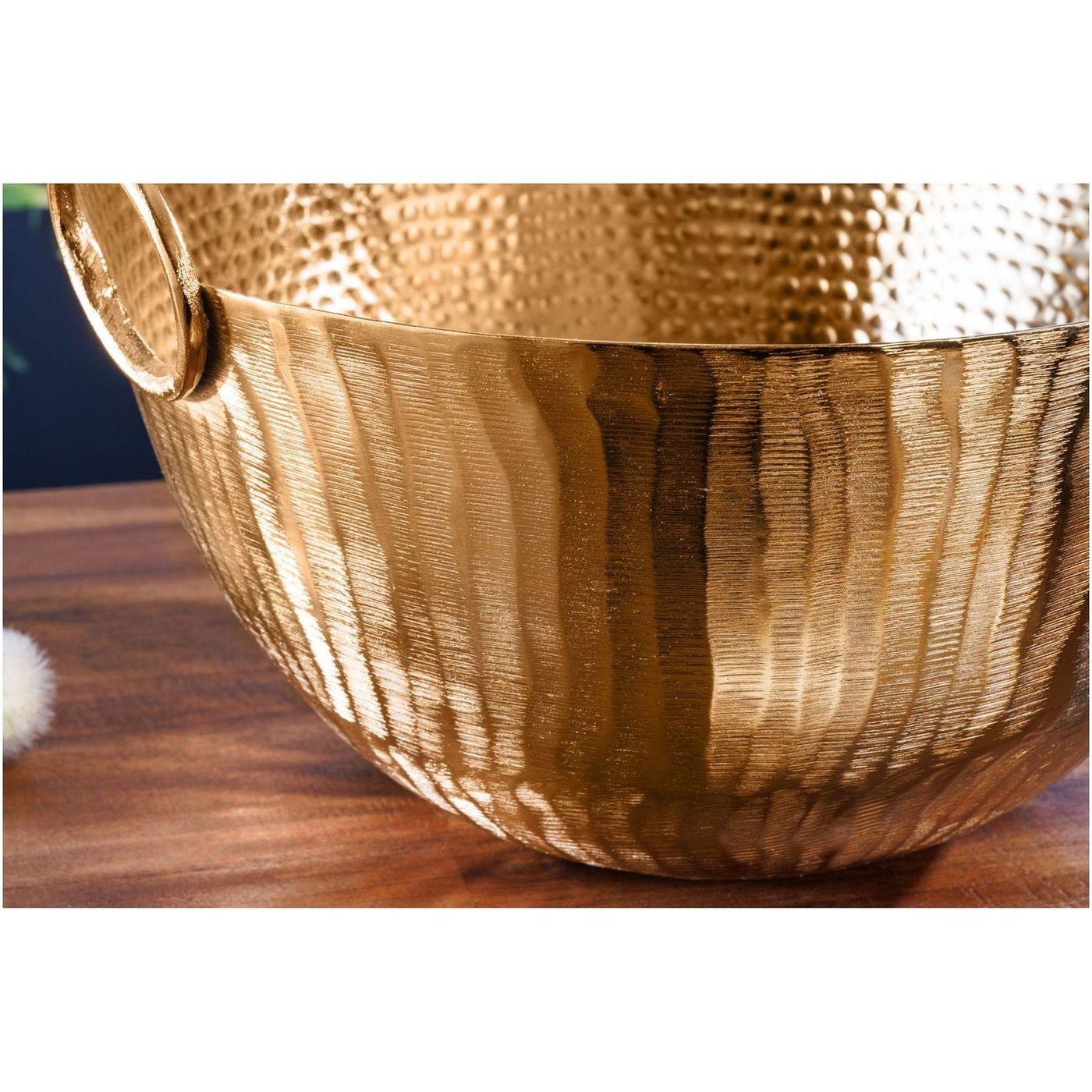 Deko Schale Bazzar mit Griff Hammerschlag gold 40x40