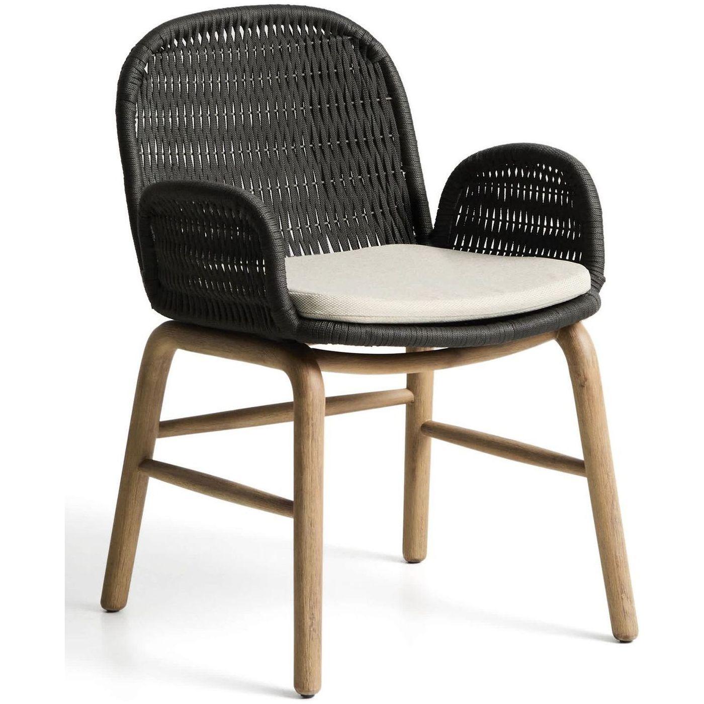 Garten Armlehnstuhl Alipa Akazienholz massiv Seil dunkelgrau FSC 100%