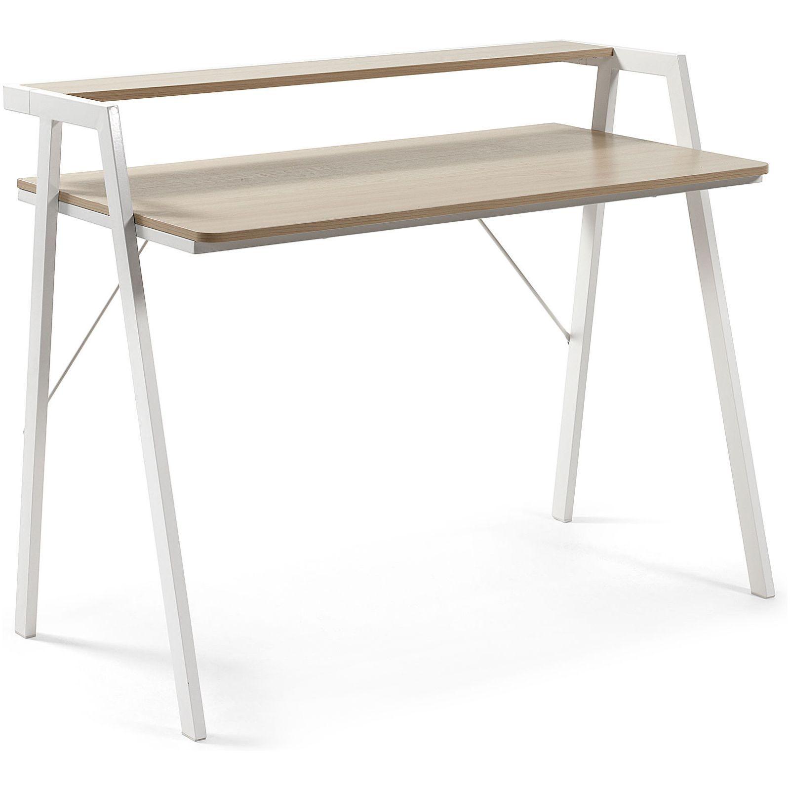 Schreibtisch Aarhus Melamin natur Gestell Stahl weiss 115x60
