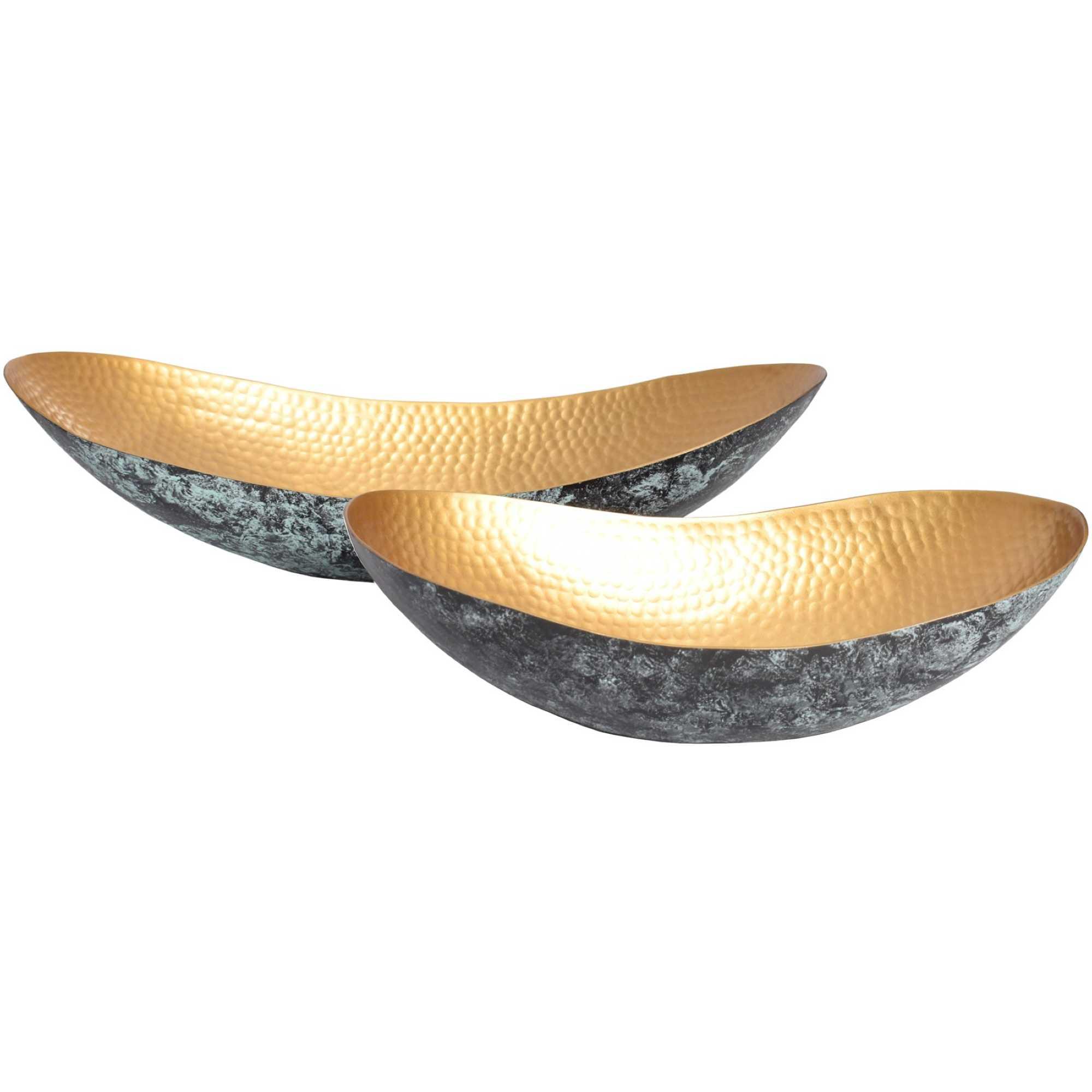 Deko Schale Bazzar Hammerschlag Patina Metall gold (2er-Set)