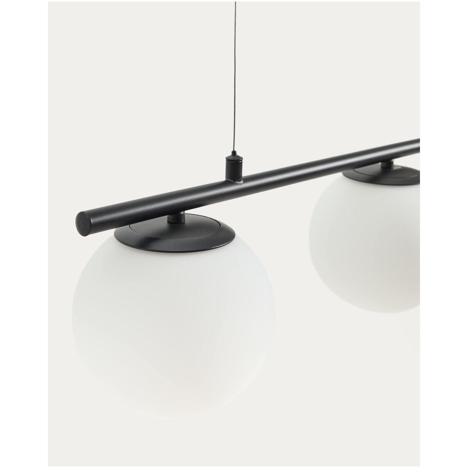 Deckenleuchte Brisia aus Metall mit schwarzem Finish und drei Glaskugeln Ø15 cm