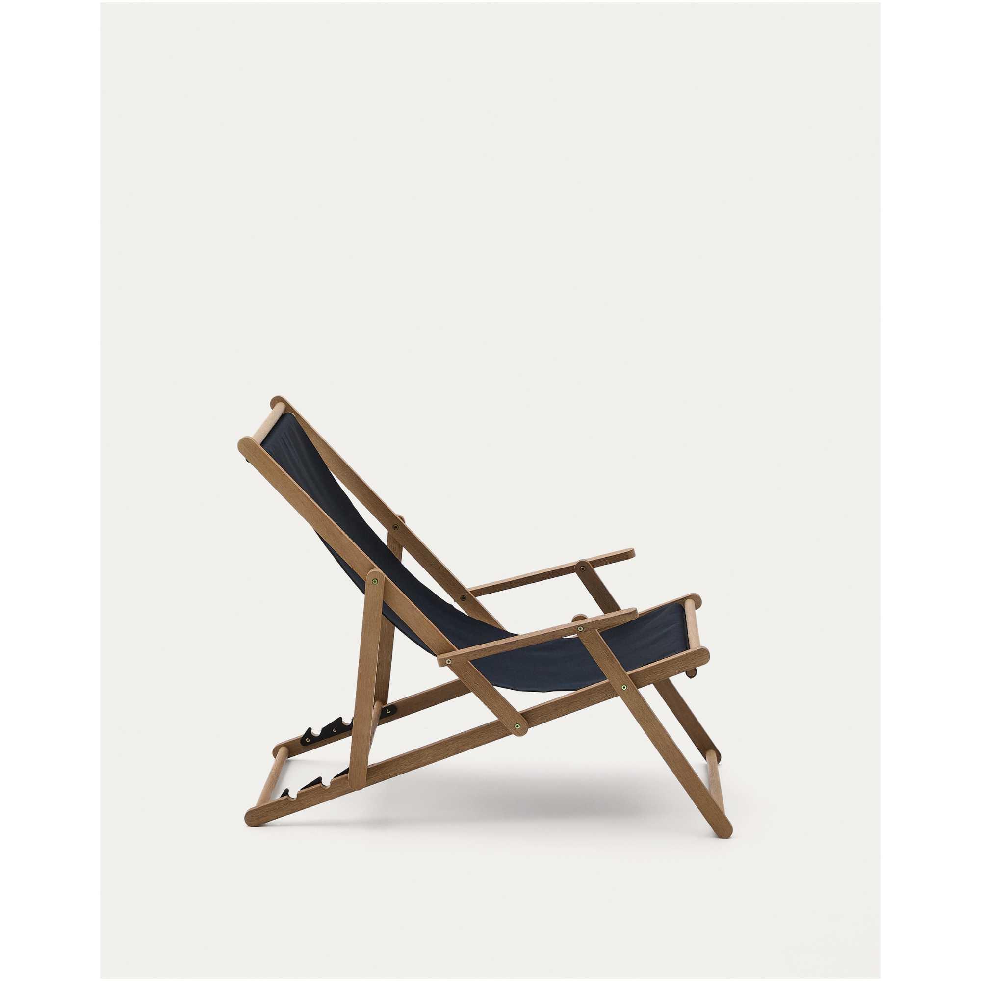Klappbarer Outdoor-Liegestuhl Vilara in Schwarz aus massivem Akazienholz FSC 100%