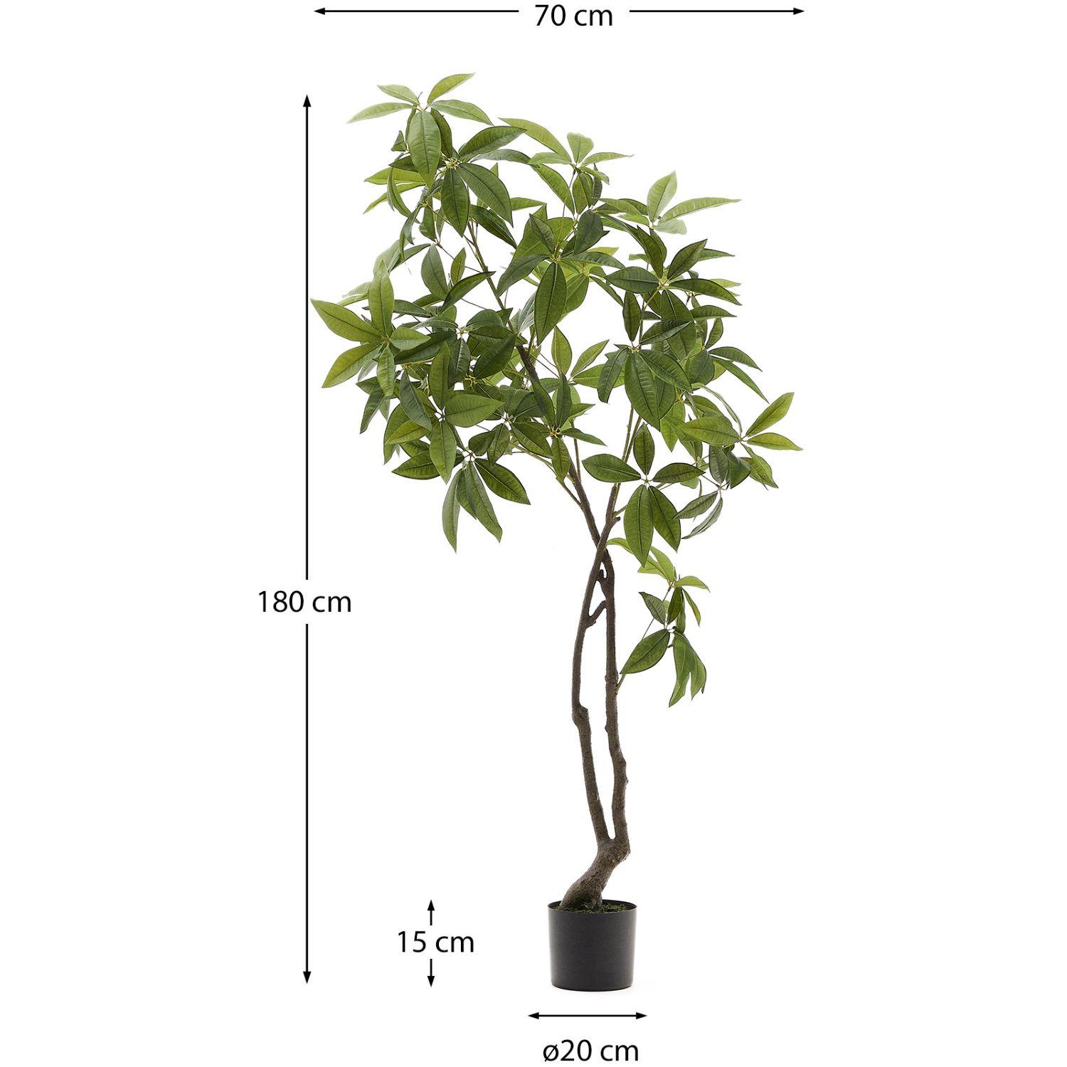Kunstbaum Kunstpflanze Pachira mit schwarzem Topf 180 cm