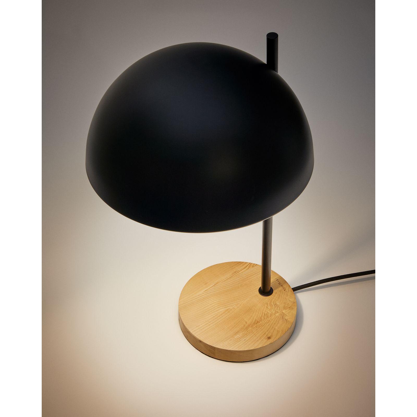 Catlar Tischlampe aus Eschenholz und Metall mit schwarzem Lackfinish