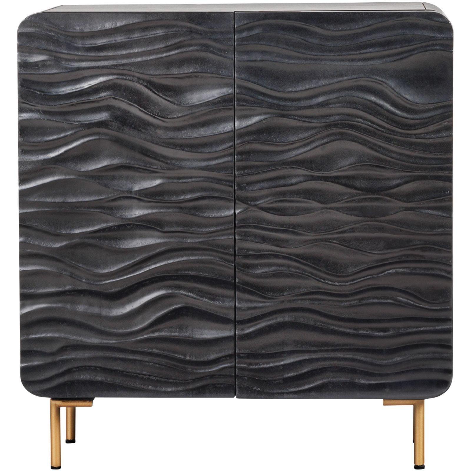 Highboard Hochkommode Wave Mangoholz schwarz 100x120