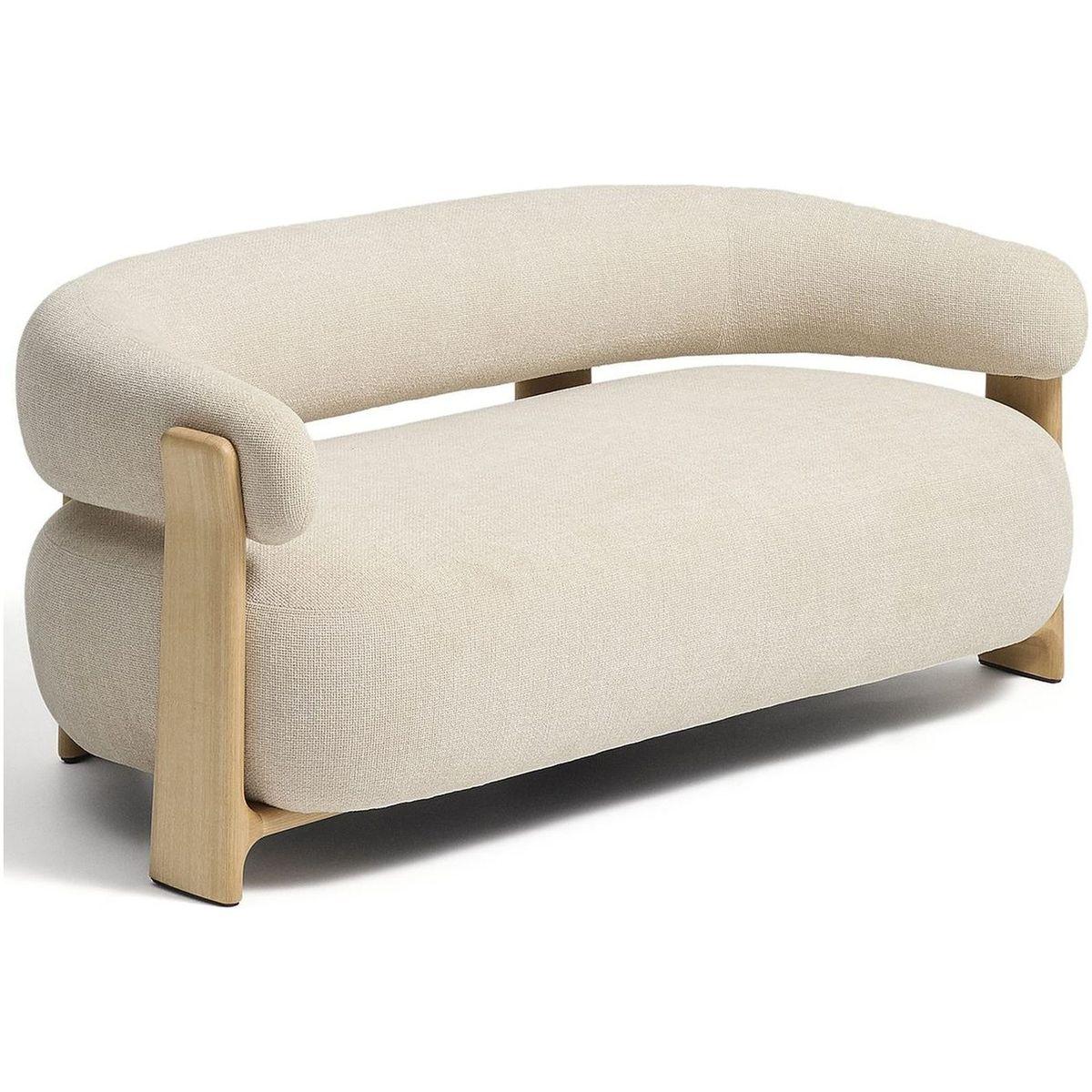 2-Sitzer Sofa Granite mit beiger Chenille und Beinen aus massivem Eschenholz mit natürlichem Finish 155 FSC 100 %