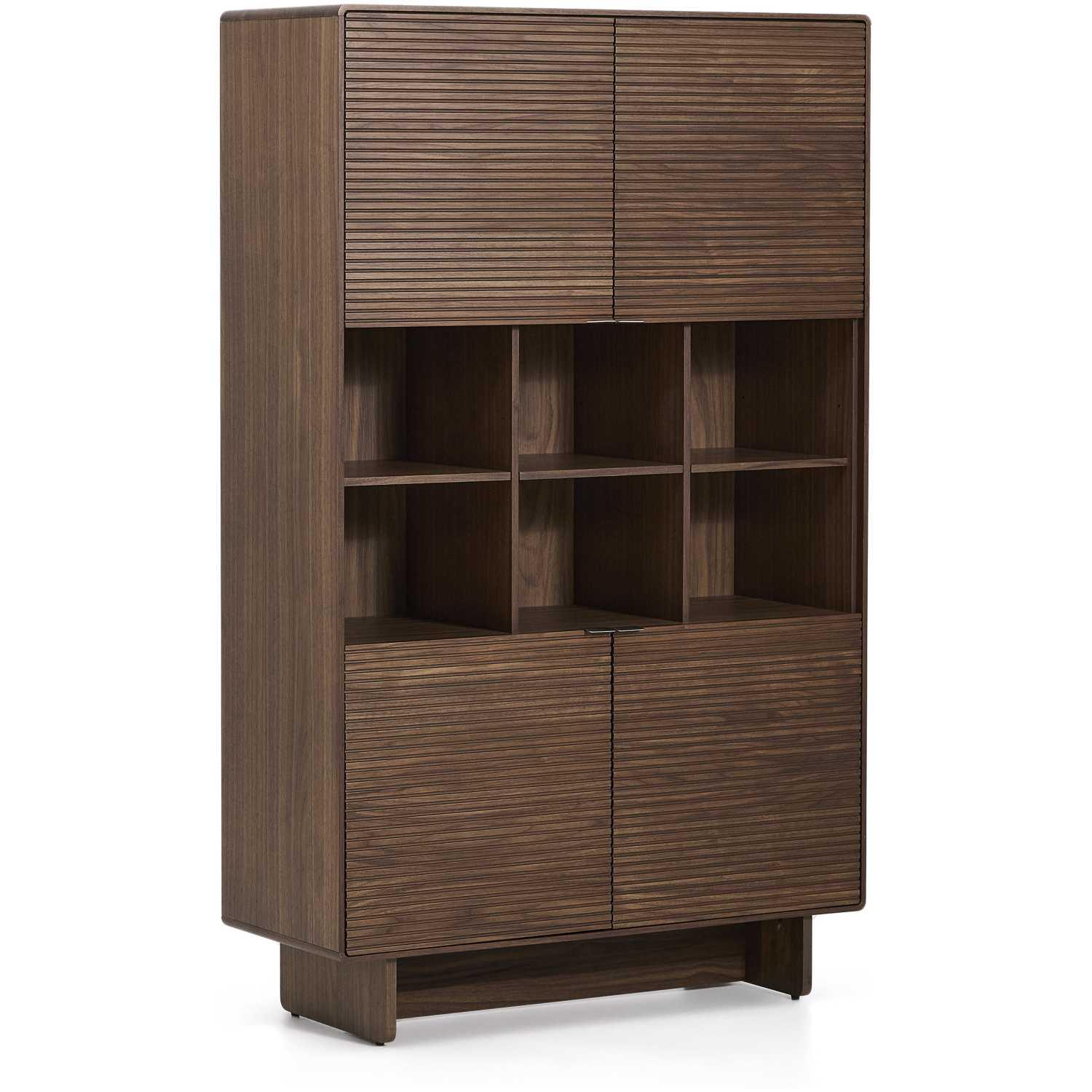 Highboard Schrank Norlen mit 4 Türen Nussbaumfurnier FSC Mix Credit 100x163