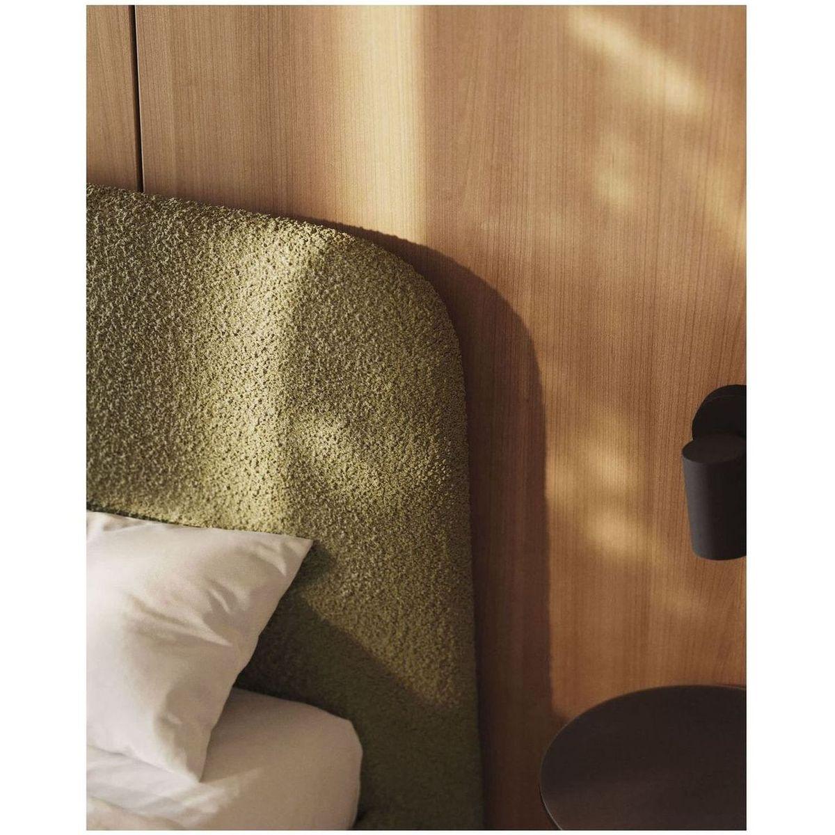 Abziehbares Bett Martina mit dunkelgrünem Lammfellimitat Bouclé - Grösse: 180x200