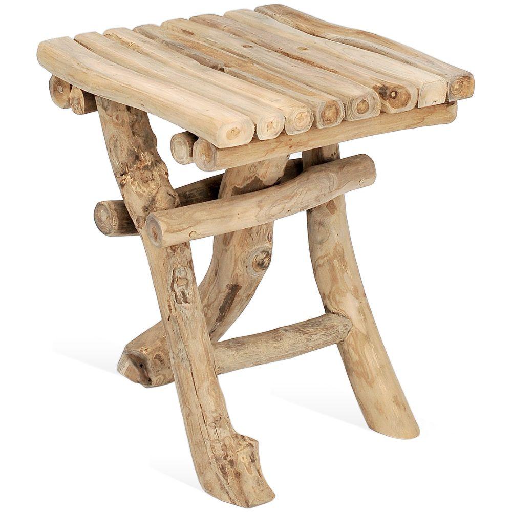 Gartenhocker Massivholz Teak natur Woody Baumstamm