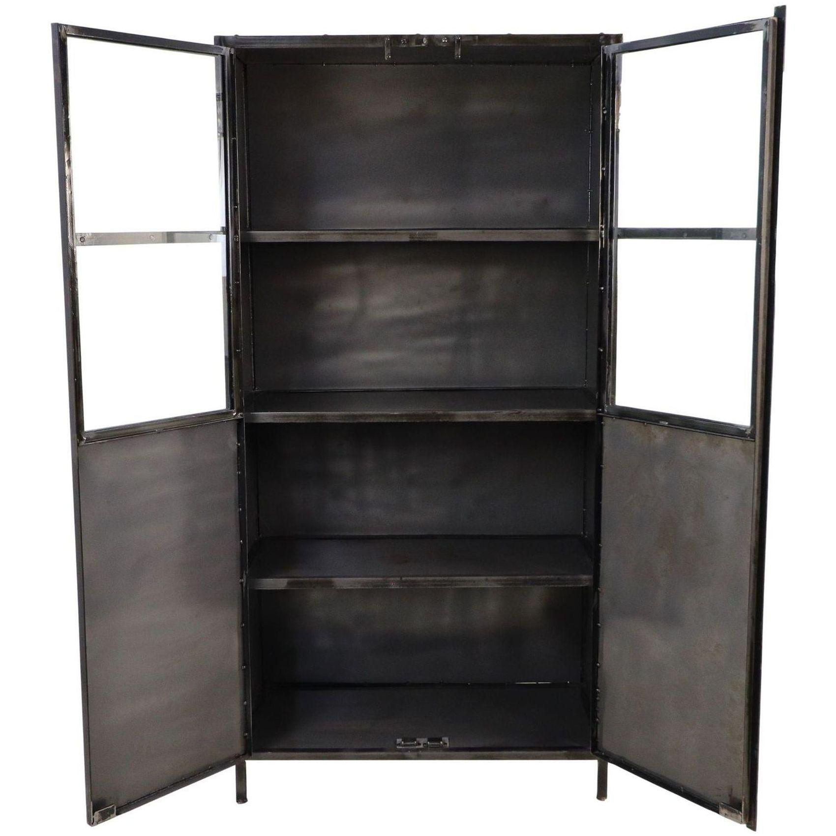 Standvitrine Metall Glas Industrial Loft vintage grau 90x180
