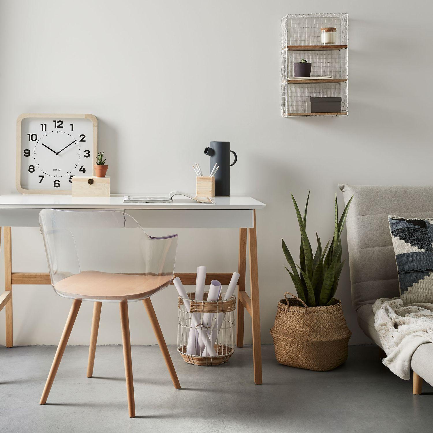 Schreibtisch Dina MDF weiss matt lackiert Beine aus Esche 120x60
