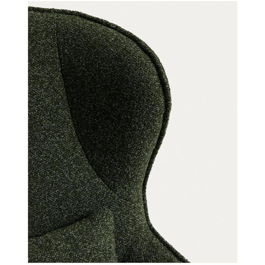 Drehsessel Sorile mit dunkelgrüner Chenille und schwarz lackiertem Stahl FSC 100%
