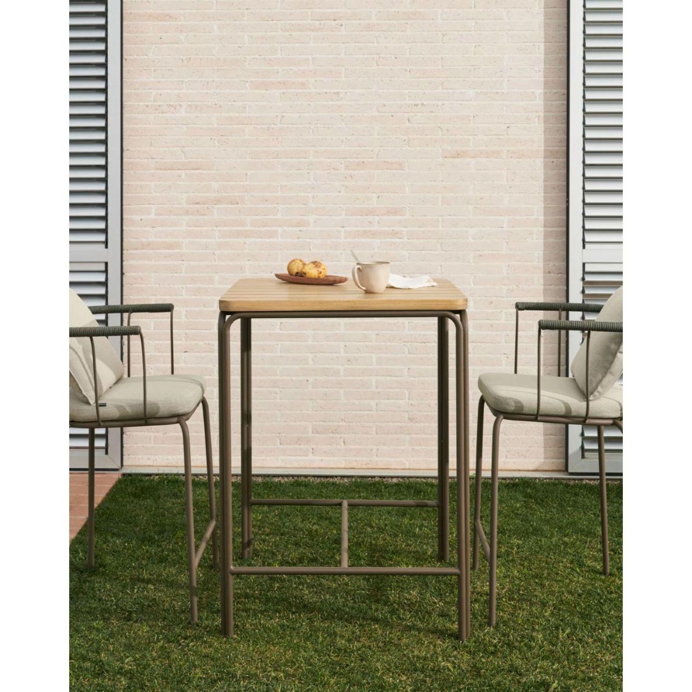 Garten Bartisch Salguer Stahl Akazienholz 70x70