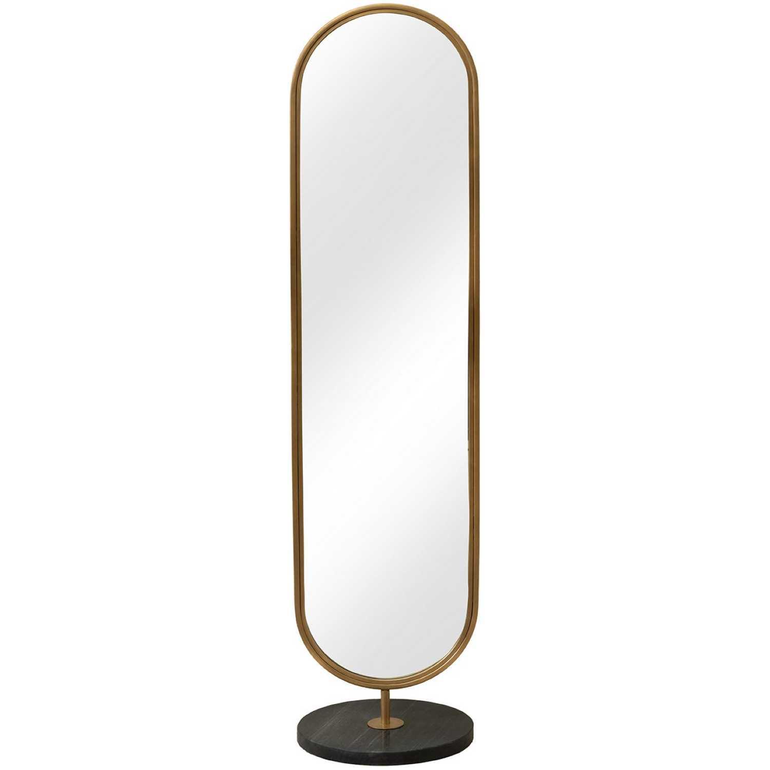 Standspiegel oval Strano Metall gold Marmorsockel 41x175