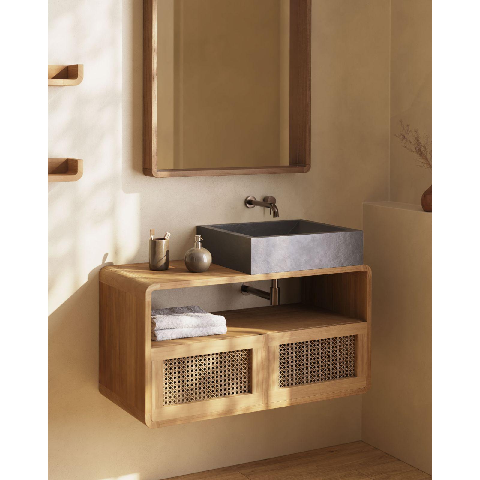 Badezimmermöbel Sabiela Wienergeflecht Teakholz 86x45