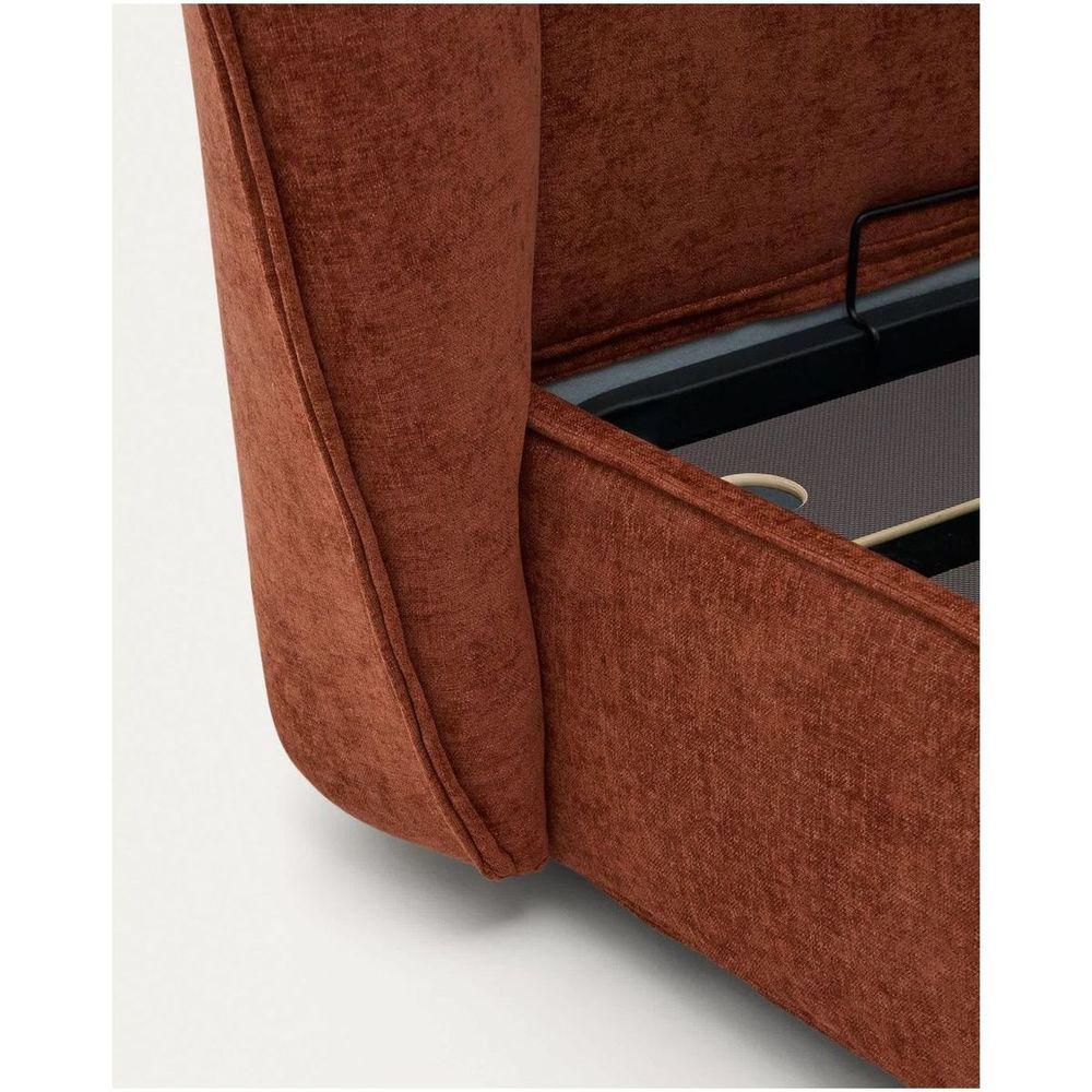 Abziehbares Polsterbett Arvian Chenille Stoff terrakotta mit Klappbettkasten - Grösse: 180x200