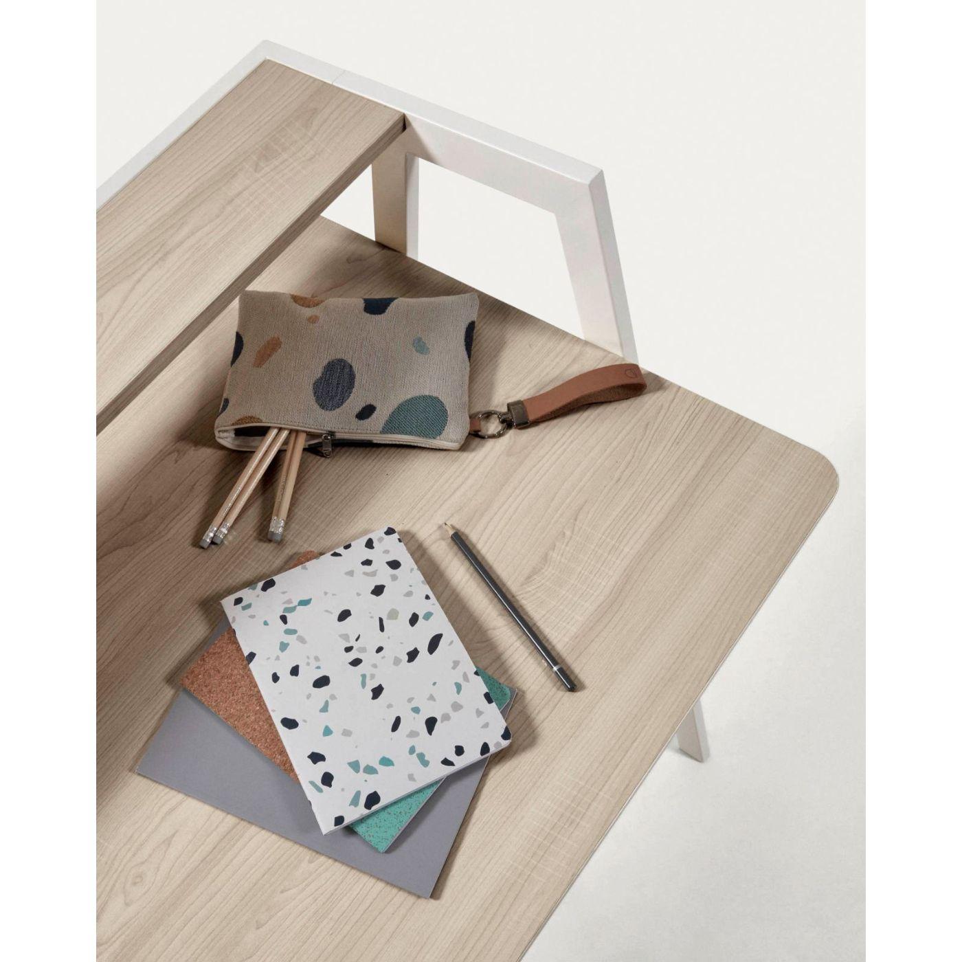 Schreibtisch Aarhus Melamin natur Gestell Stahl weiss 115x60