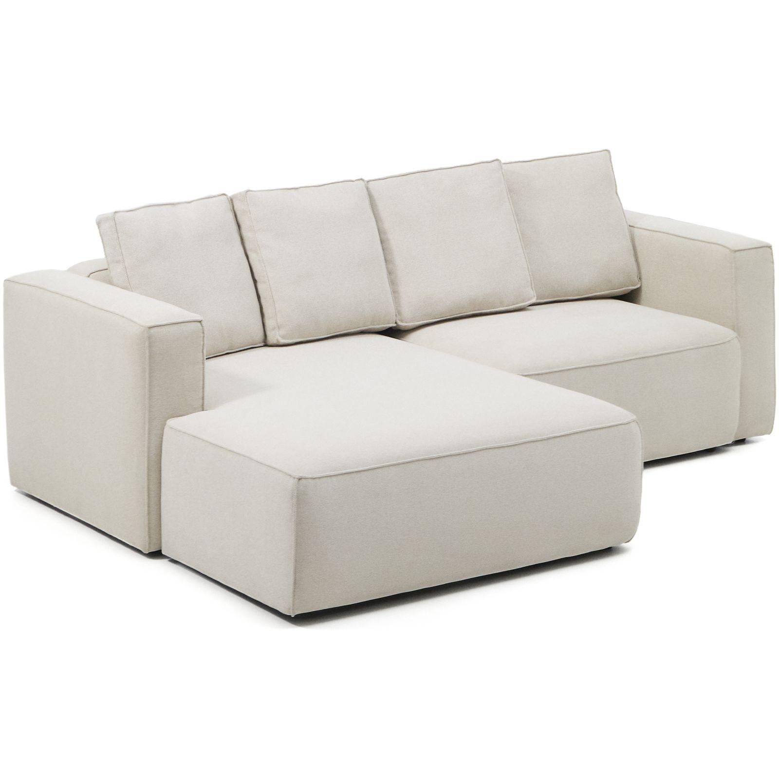 3-Sitzer Ecksofa Bettsofa Marela mit Chaiselongue links in beiger Chenille 236 cm FSC Mix Credit