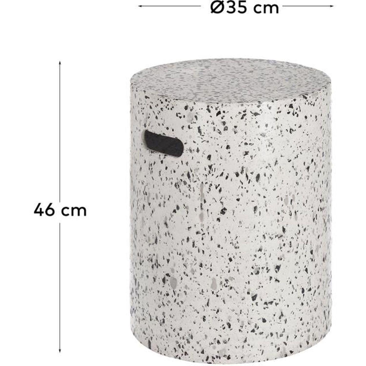 Jenell Outdoor Hocker aus Terrazzo weiss 35x35