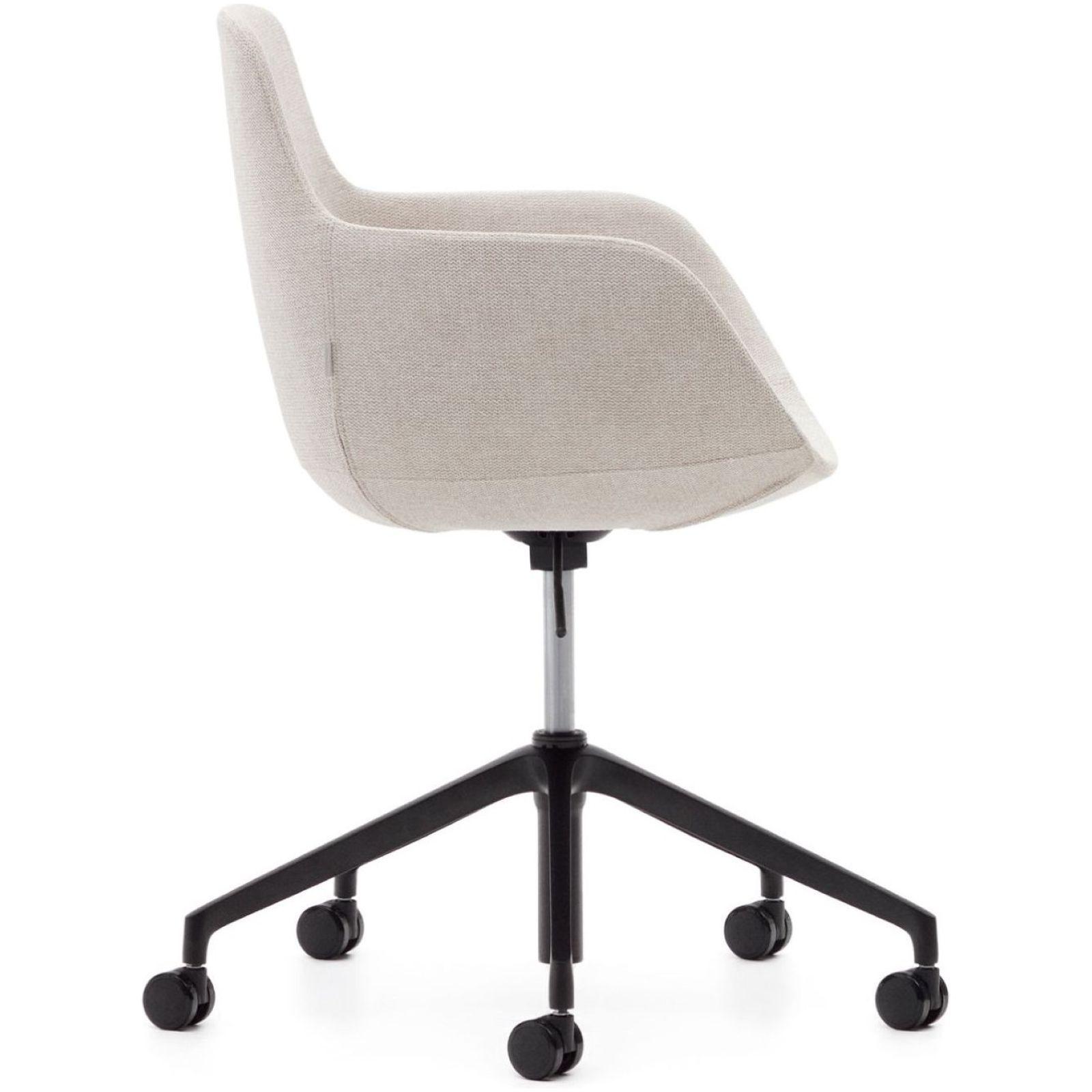 Bürodrehstuhl Tissiana Stoff beige Aluminium schwarz matt
