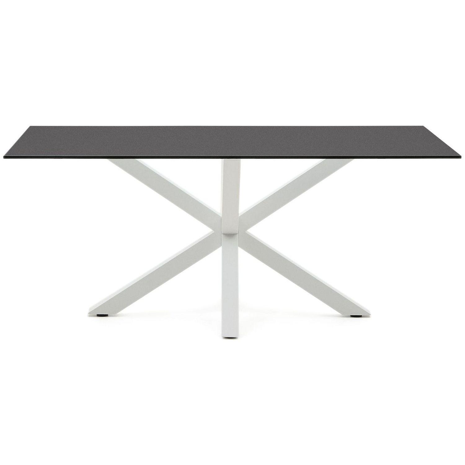 Argo table 180x100 cm, epoxy white and black glass