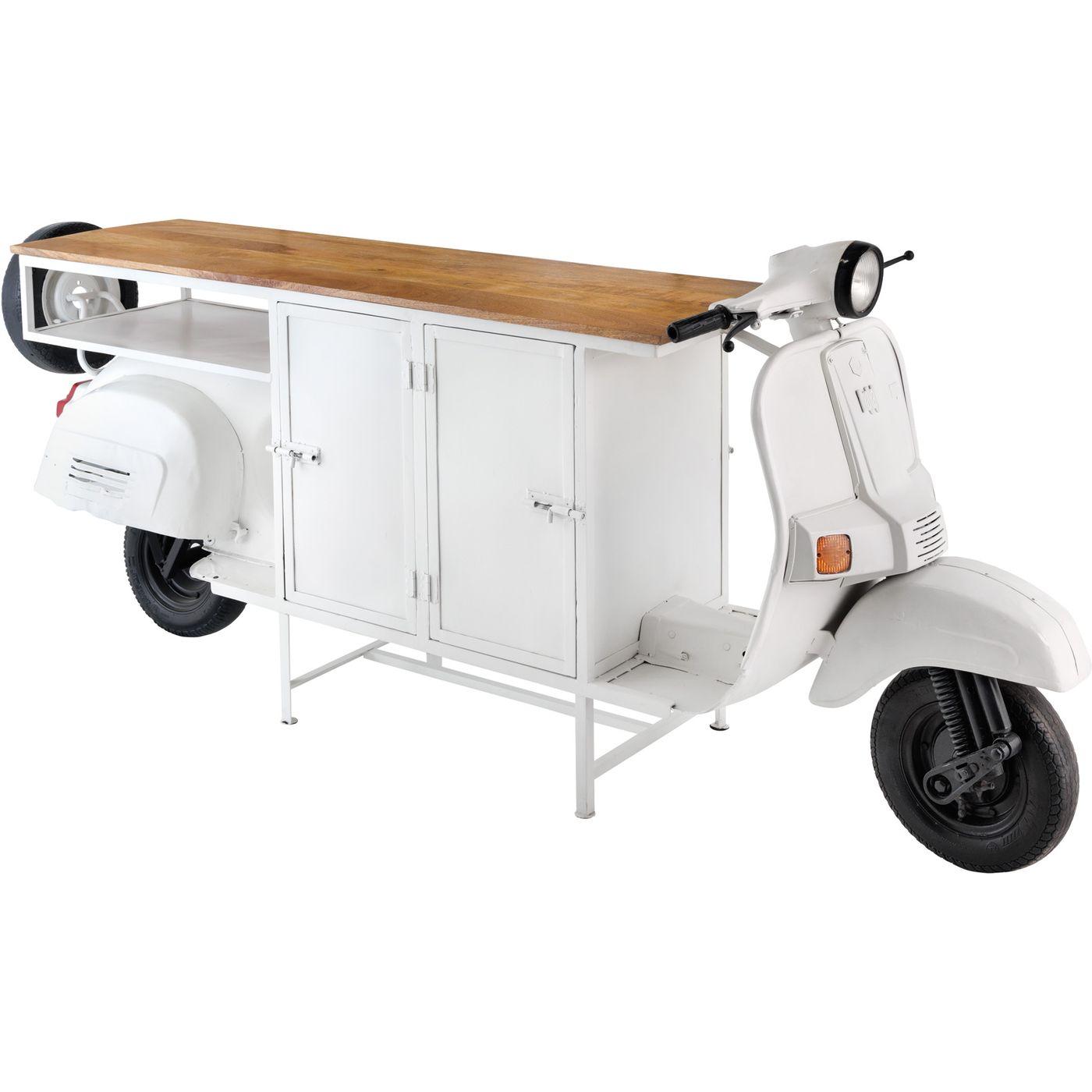 Barschrank Theke Vintage Scooter weiss Mangoholz natur 250