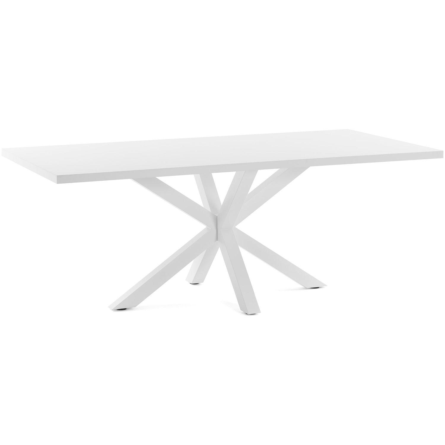 Argo Tisch 200 x 100 cm mit Melamin weiß und weißen Stahlbeinen