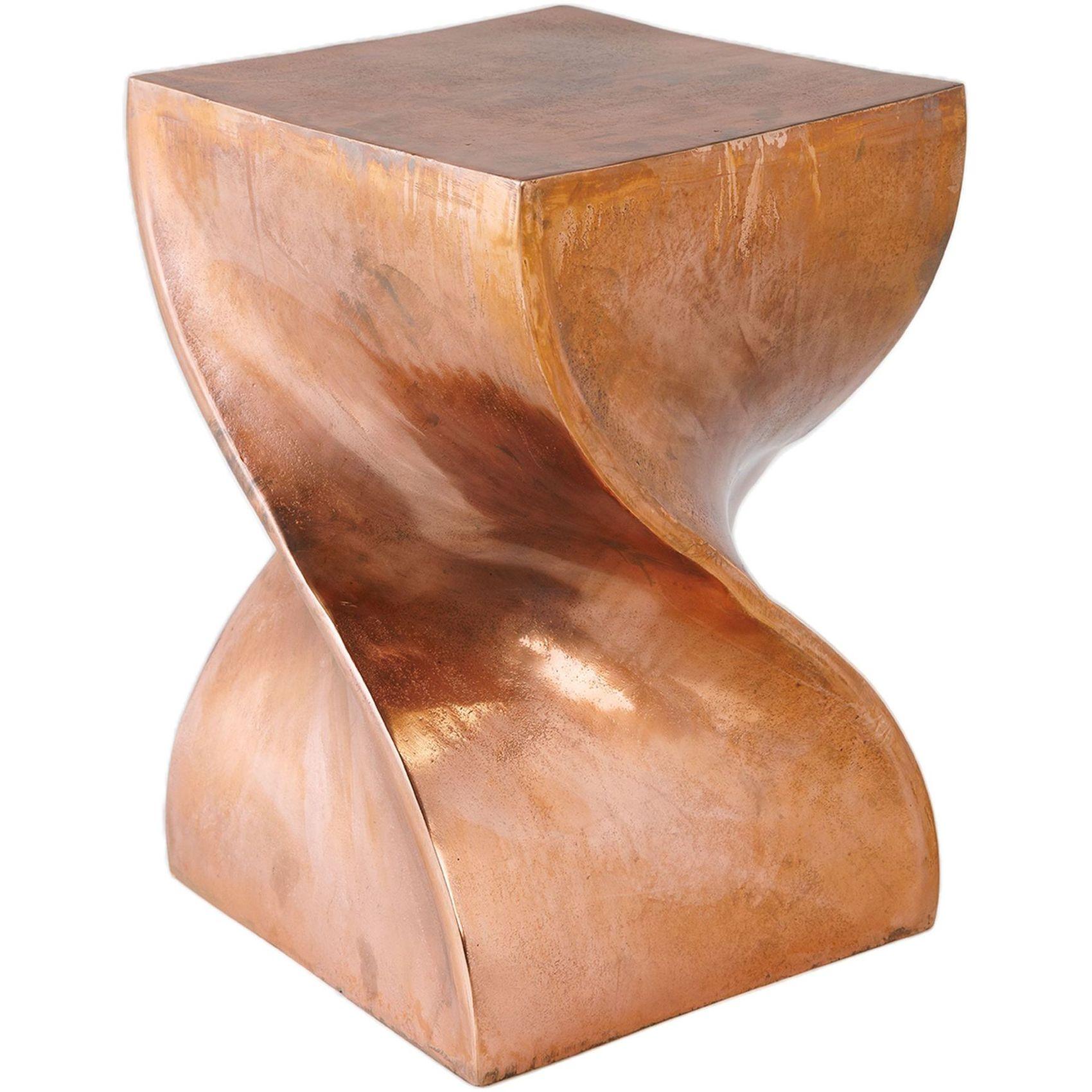 Hocker Beistelltisch Twist Wave Metall kupfer geflammt 30x30