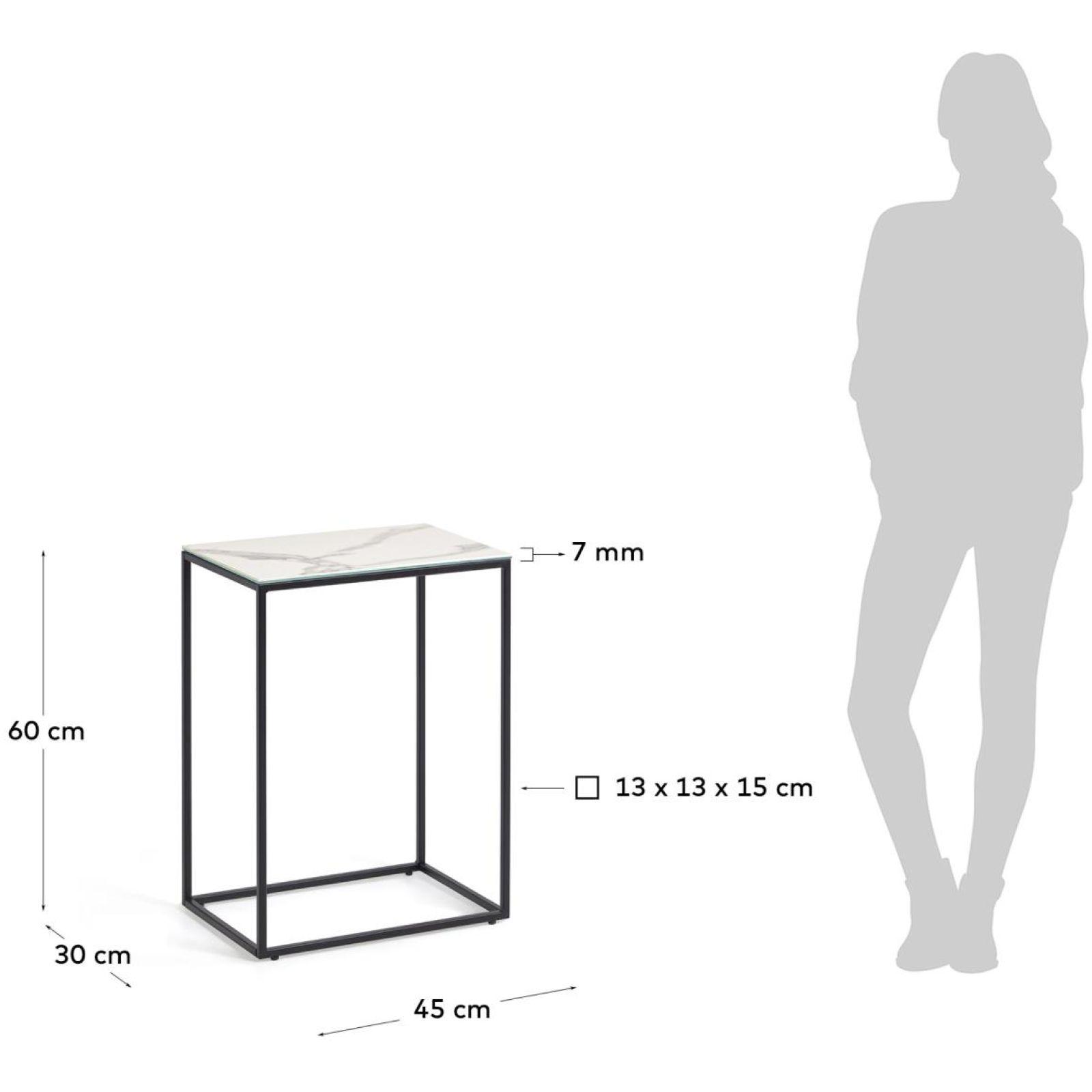 Beistelltisch Roba Keramik weiss Stahlgestell schwarz H60
