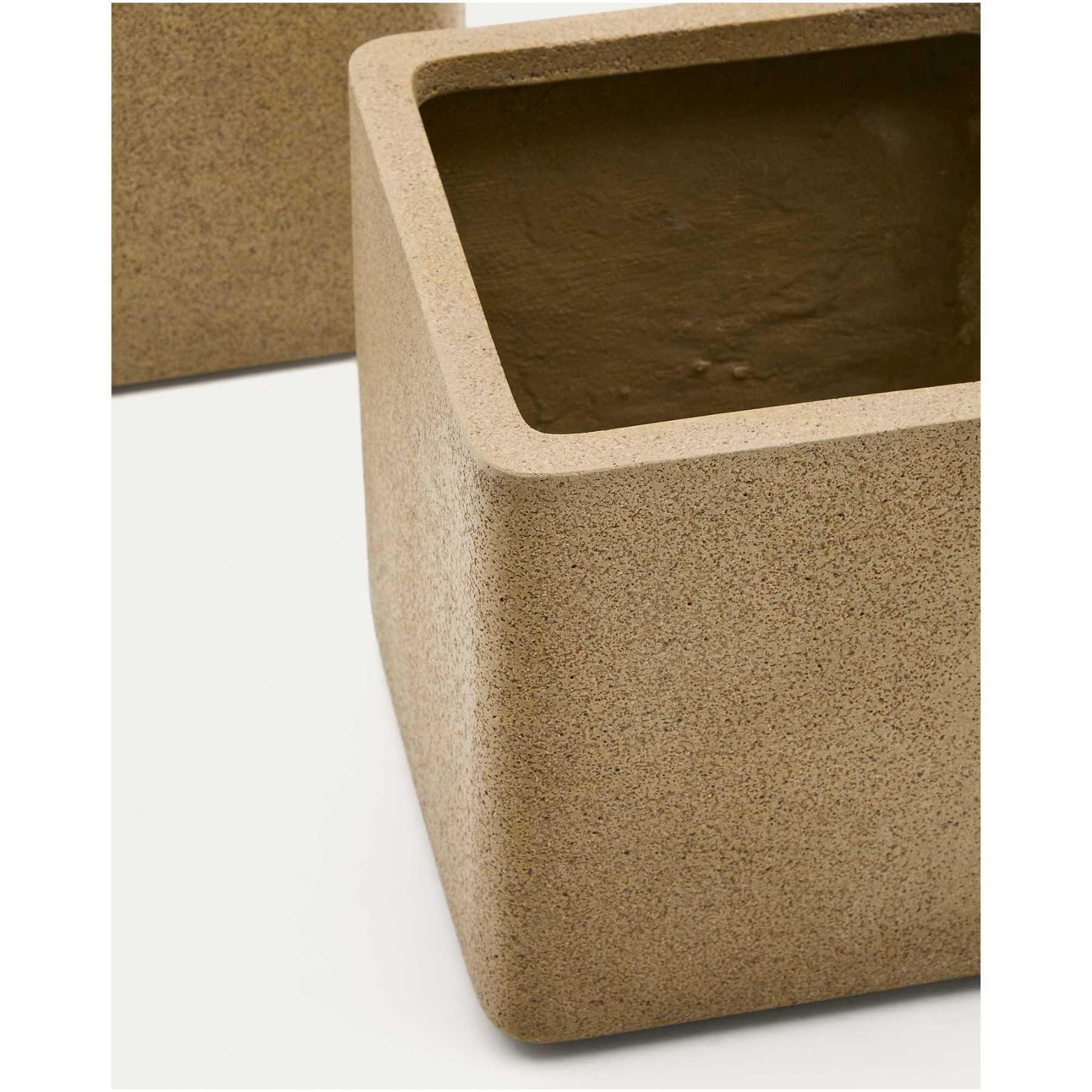 Blumentopf quadratisch Minoa Steinoptik senfgelb (2er-Set)